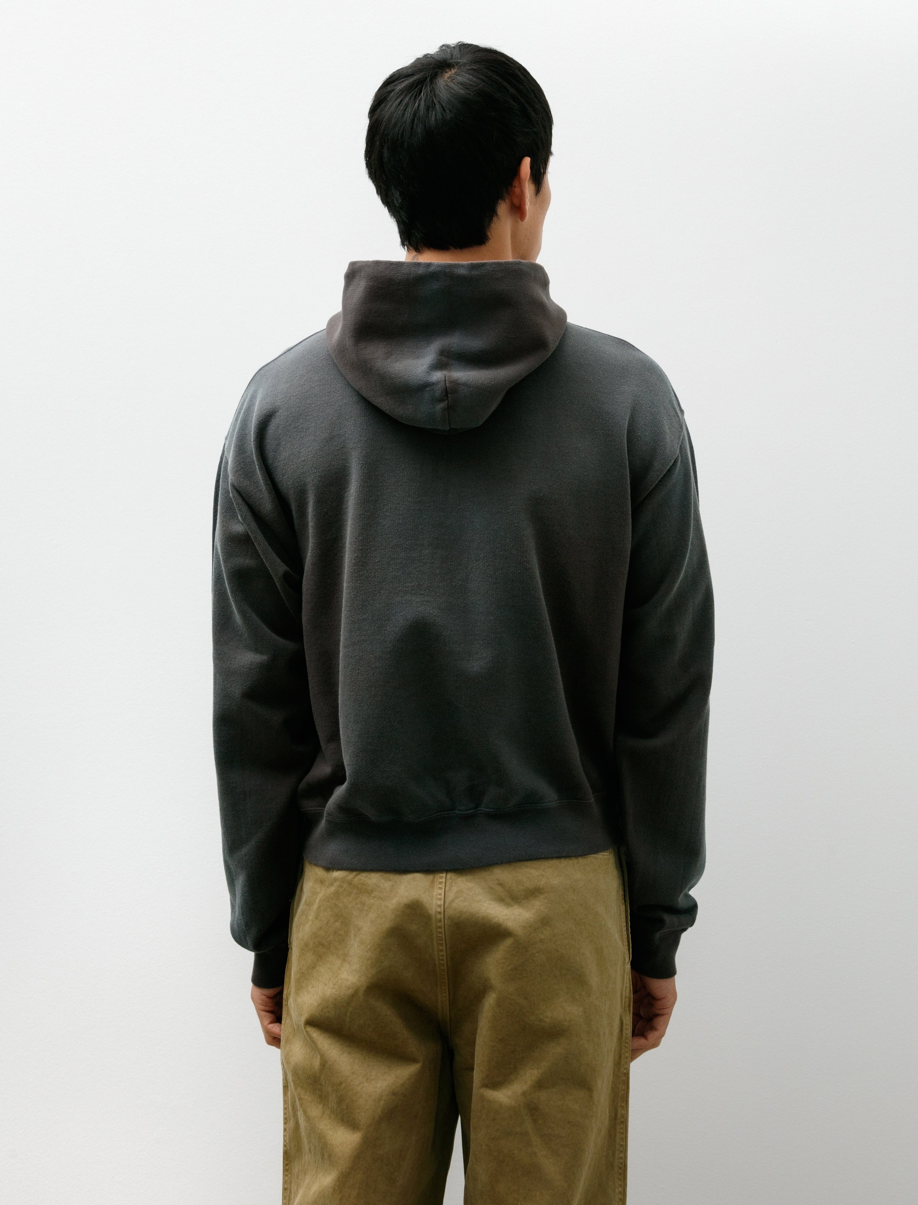 Auralee Product Dyed Pima Light Sweat Zip Parka Ink Black