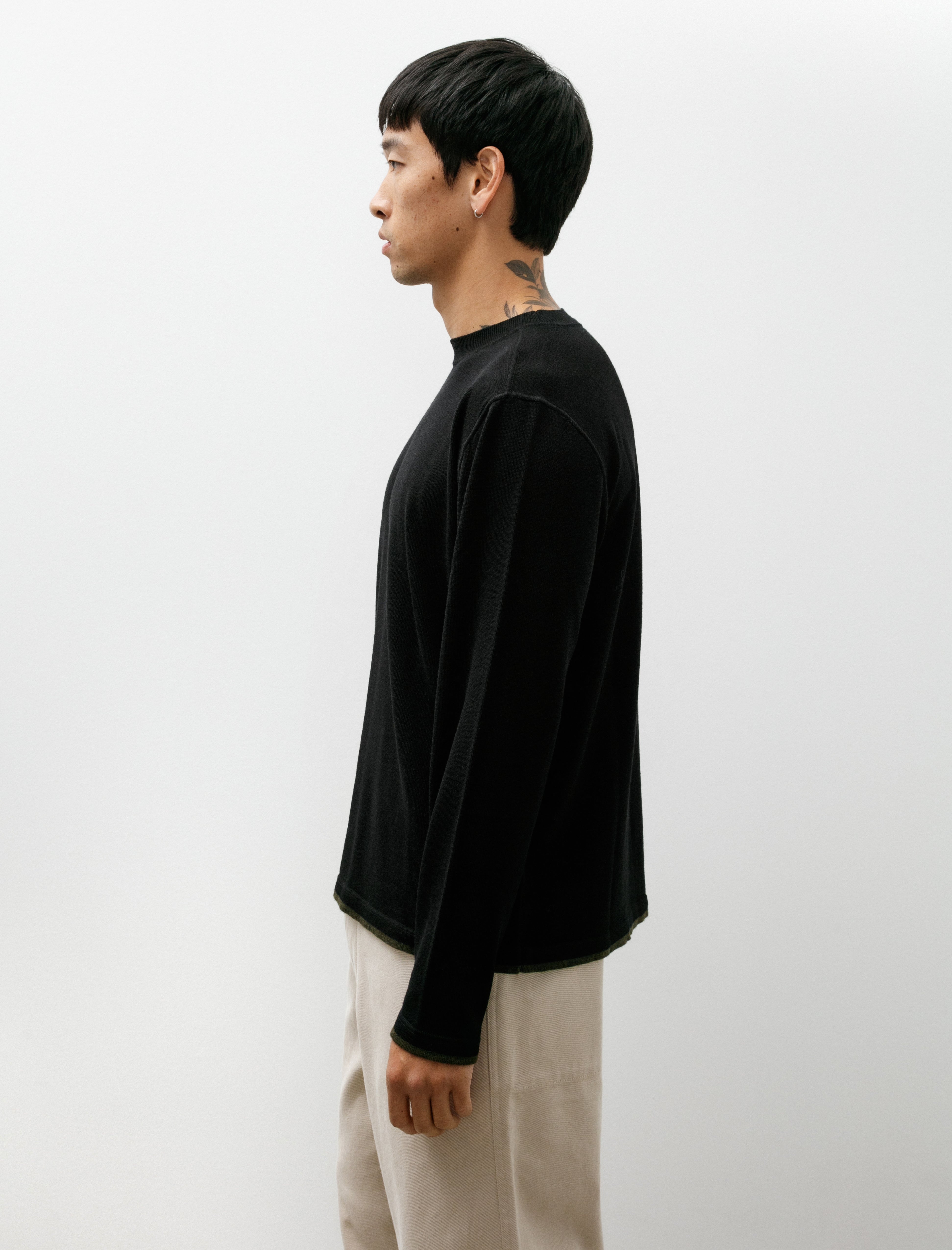 Margaret Howell MHL Tipped Thermal Fine Merino Wool Black