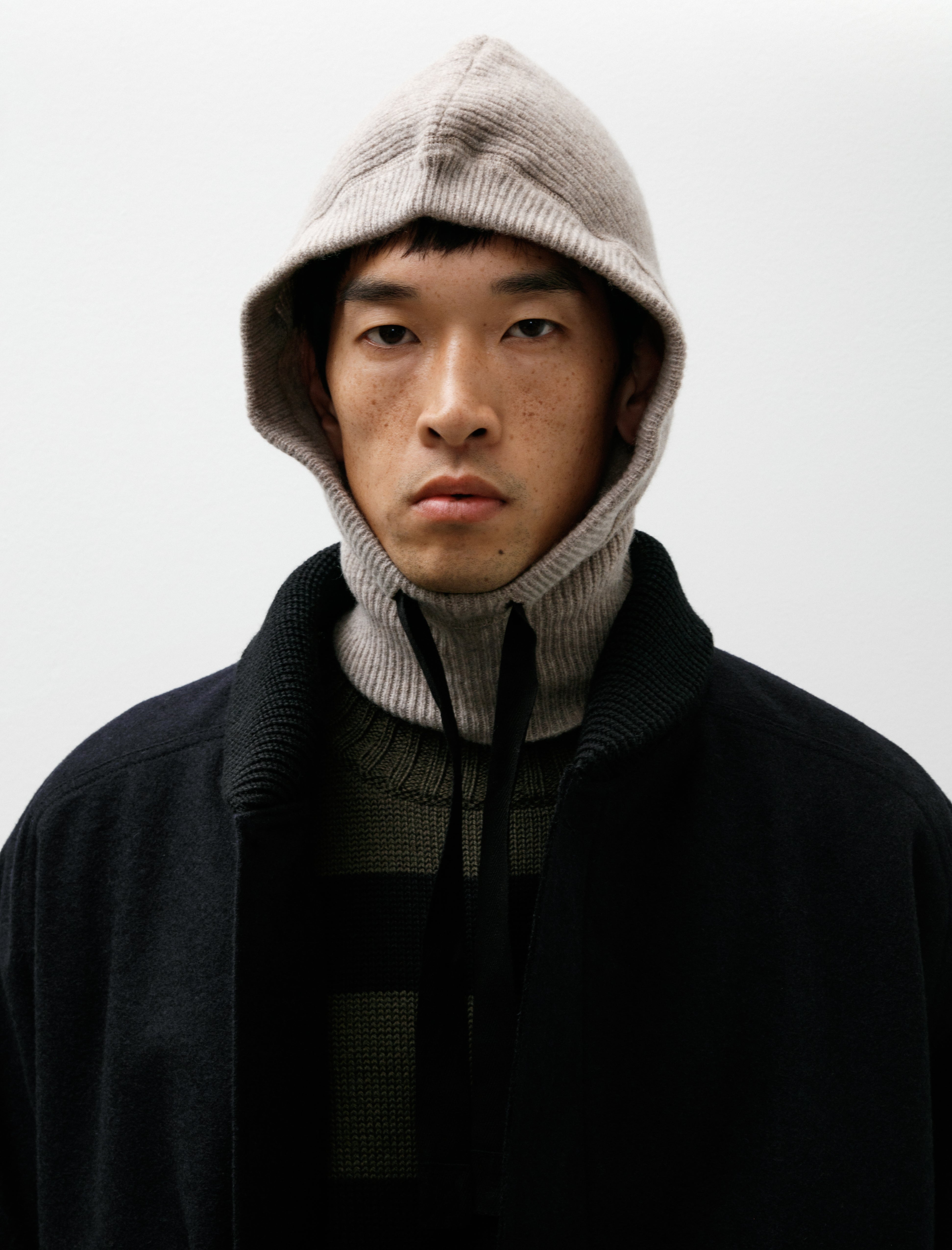 Margaret Howell MHL Knitted Hood Lambswool Tawny