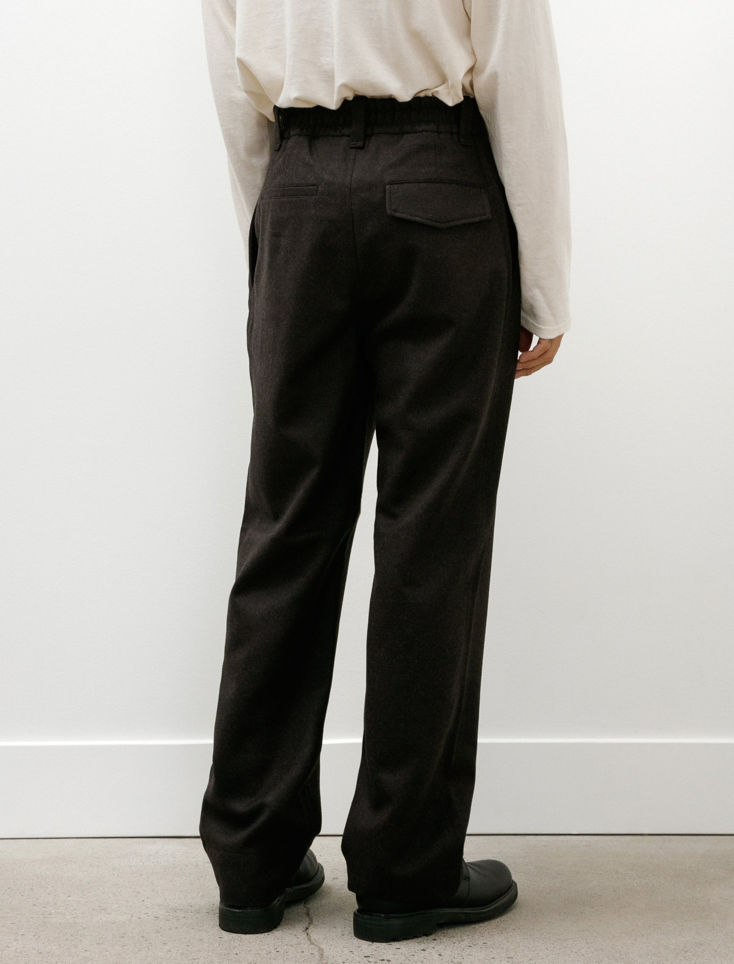 Margaret Howell Relaxed Trousers Compact Yarn Dyed Wool Bark