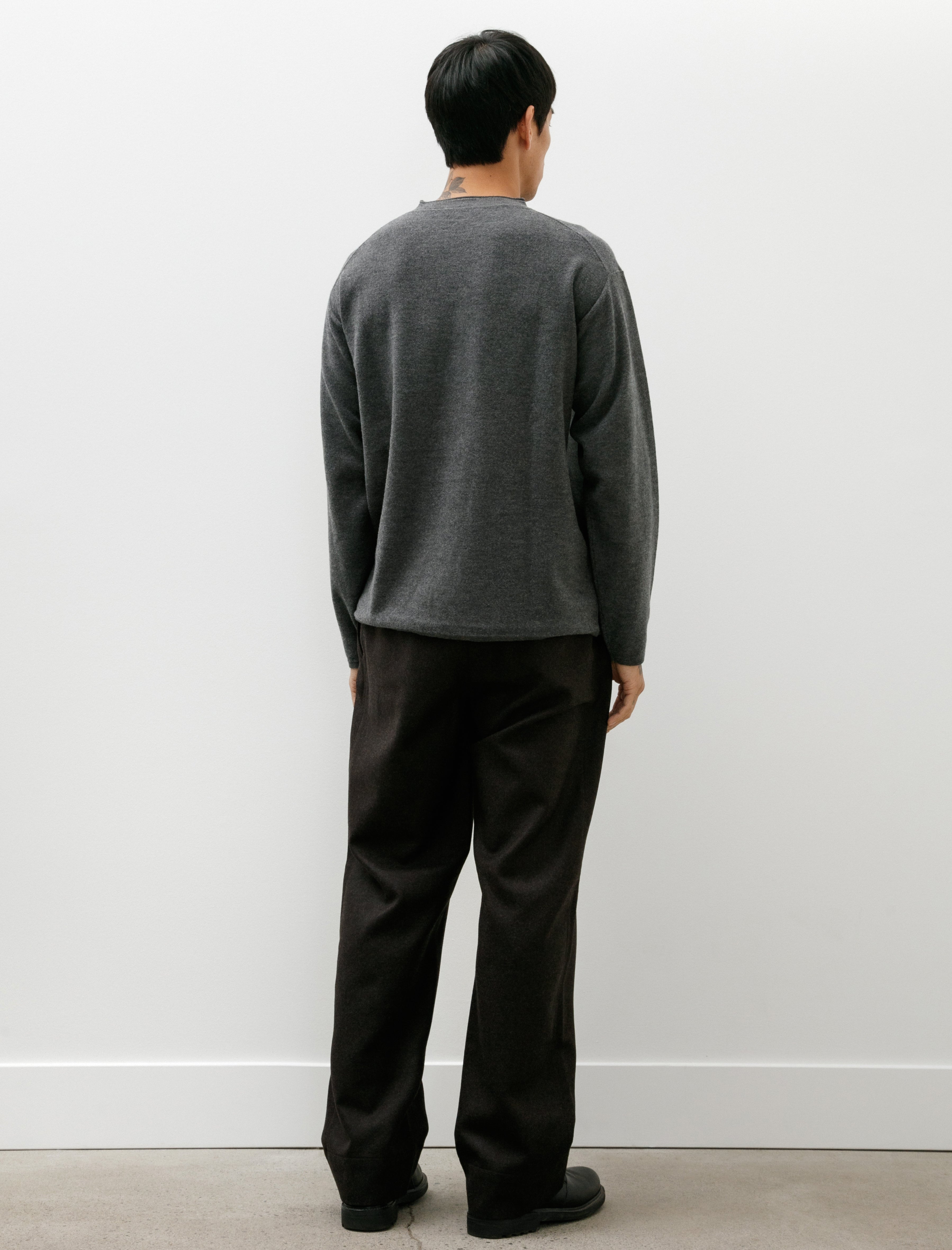 Margaret Howell Relaxed Trousers Compact Yarn Dyed Wool Bark