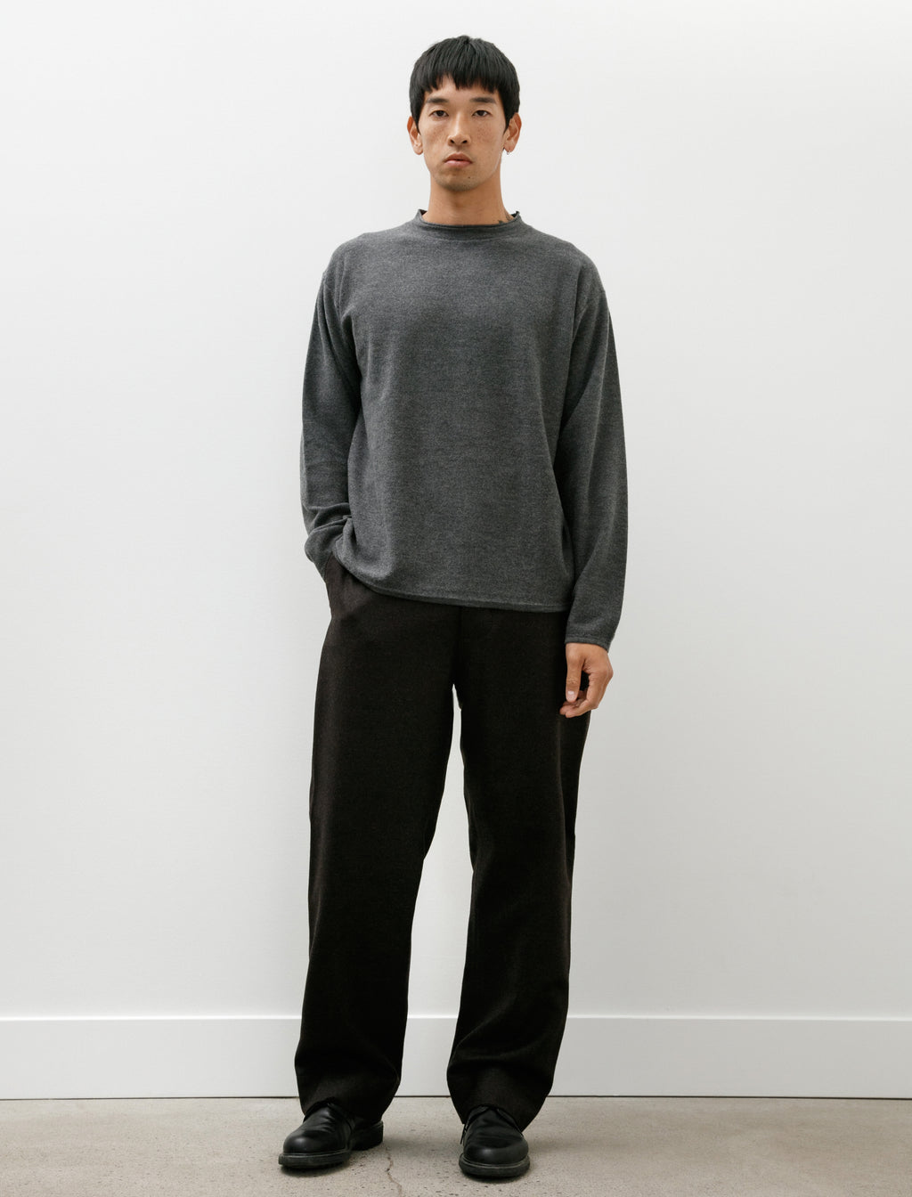 Margaret Howell Relaxed Trousers Compact Yarn Dyed Wool Bark