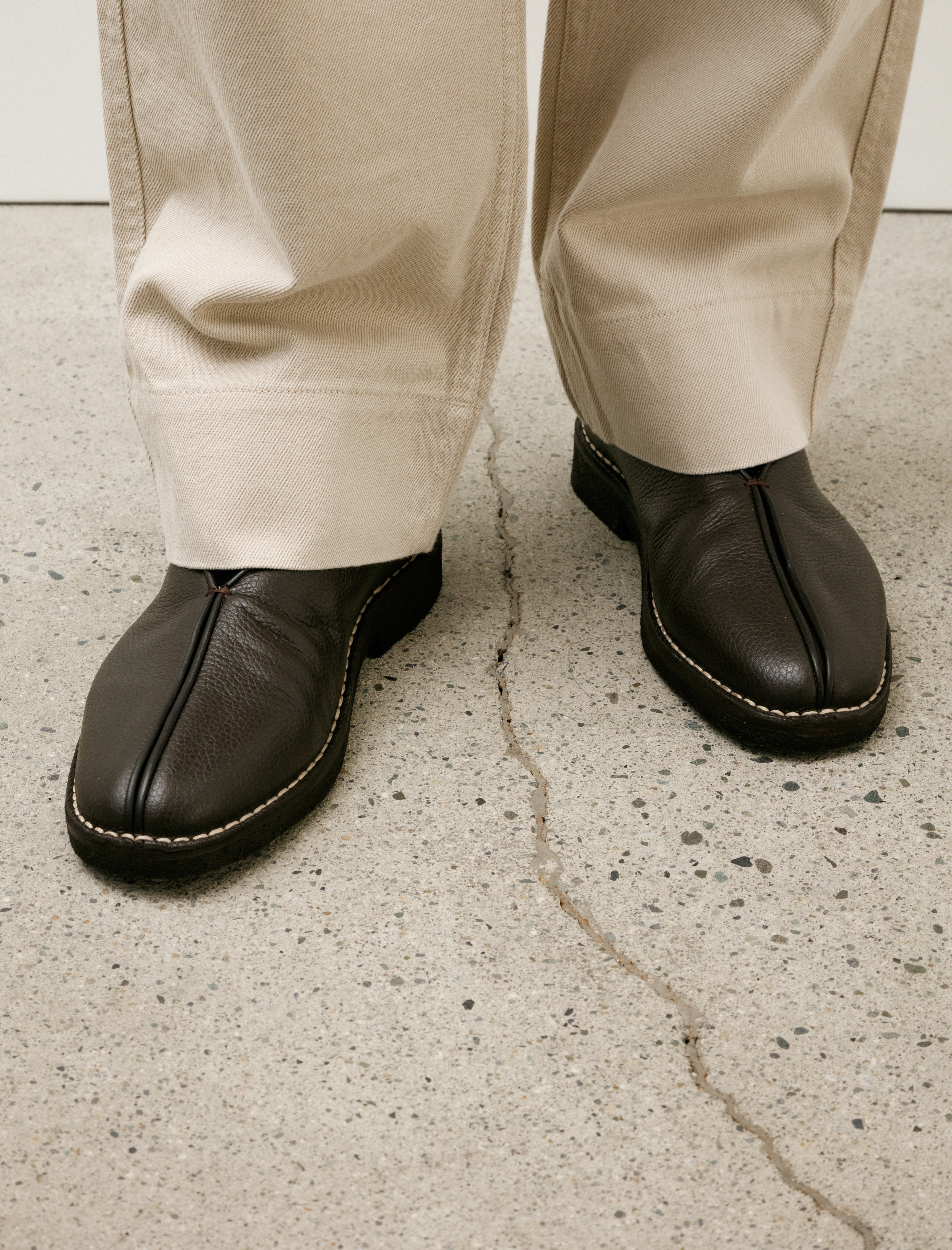 Lemaire Piped Crepe Slippers Dark Brown