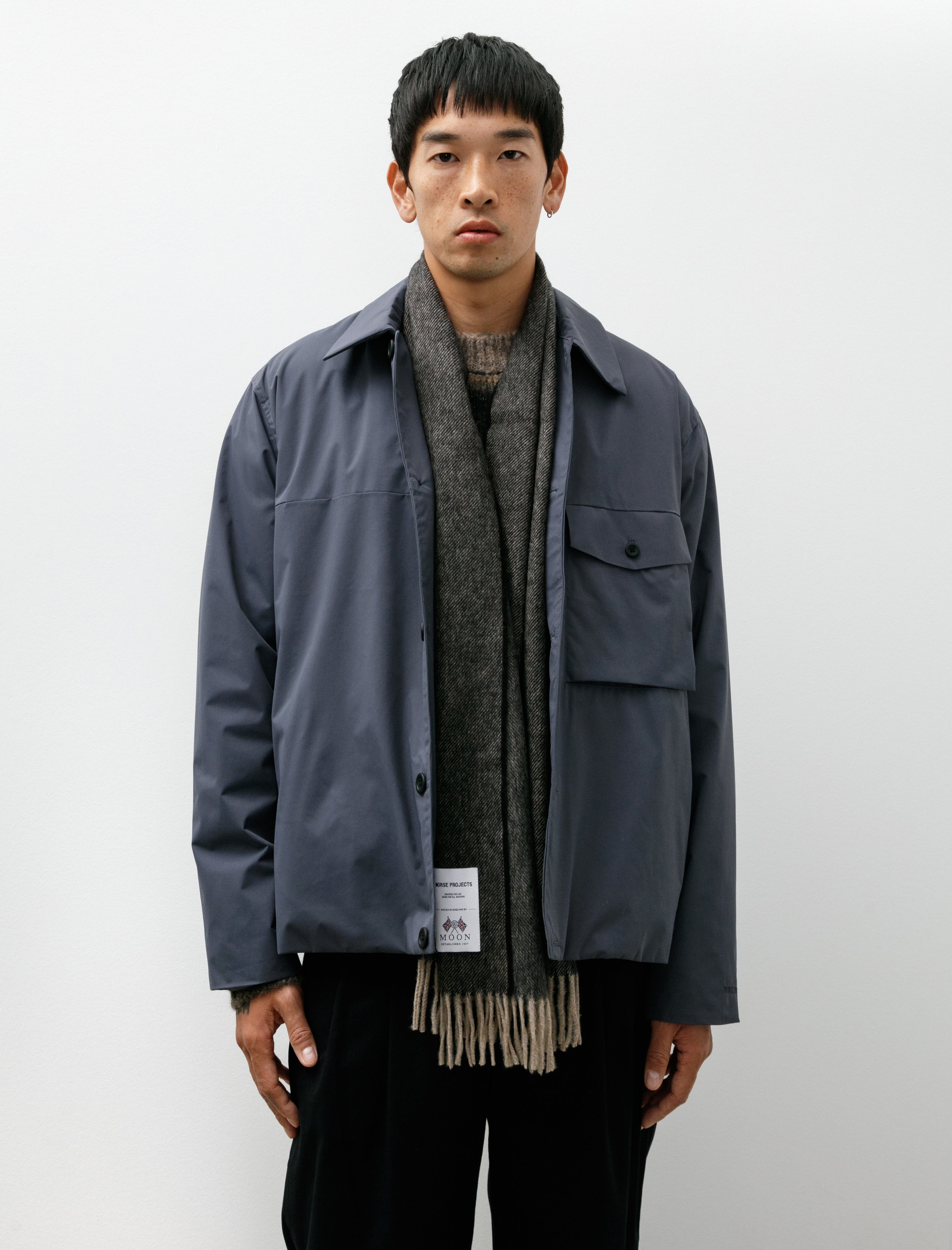 Norse Projects Norse Moon Merino Lambswool Scarf Seal Brown