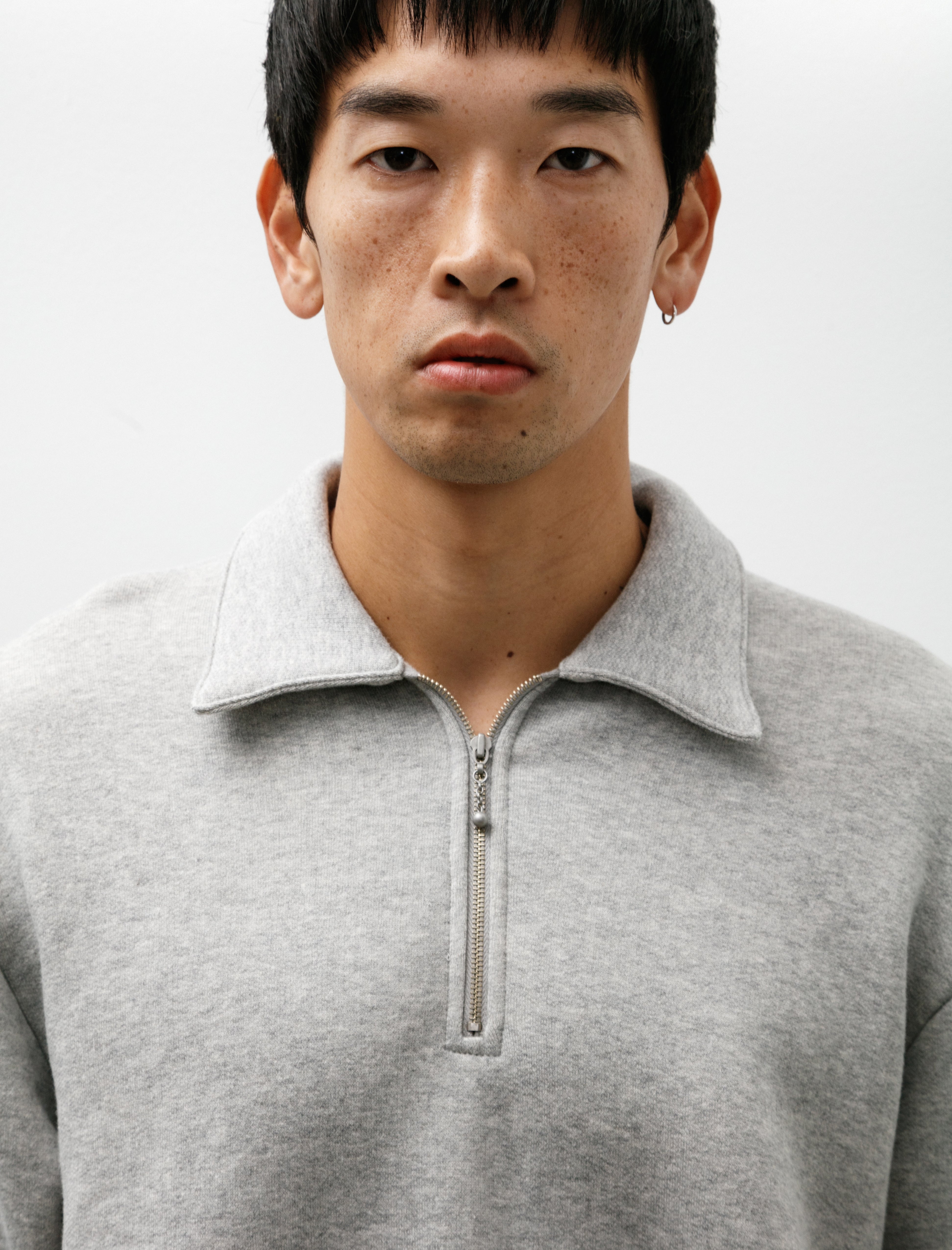 Lady White Co. Cotton Wool Quarter Zip Sweatshirt Heather Grey