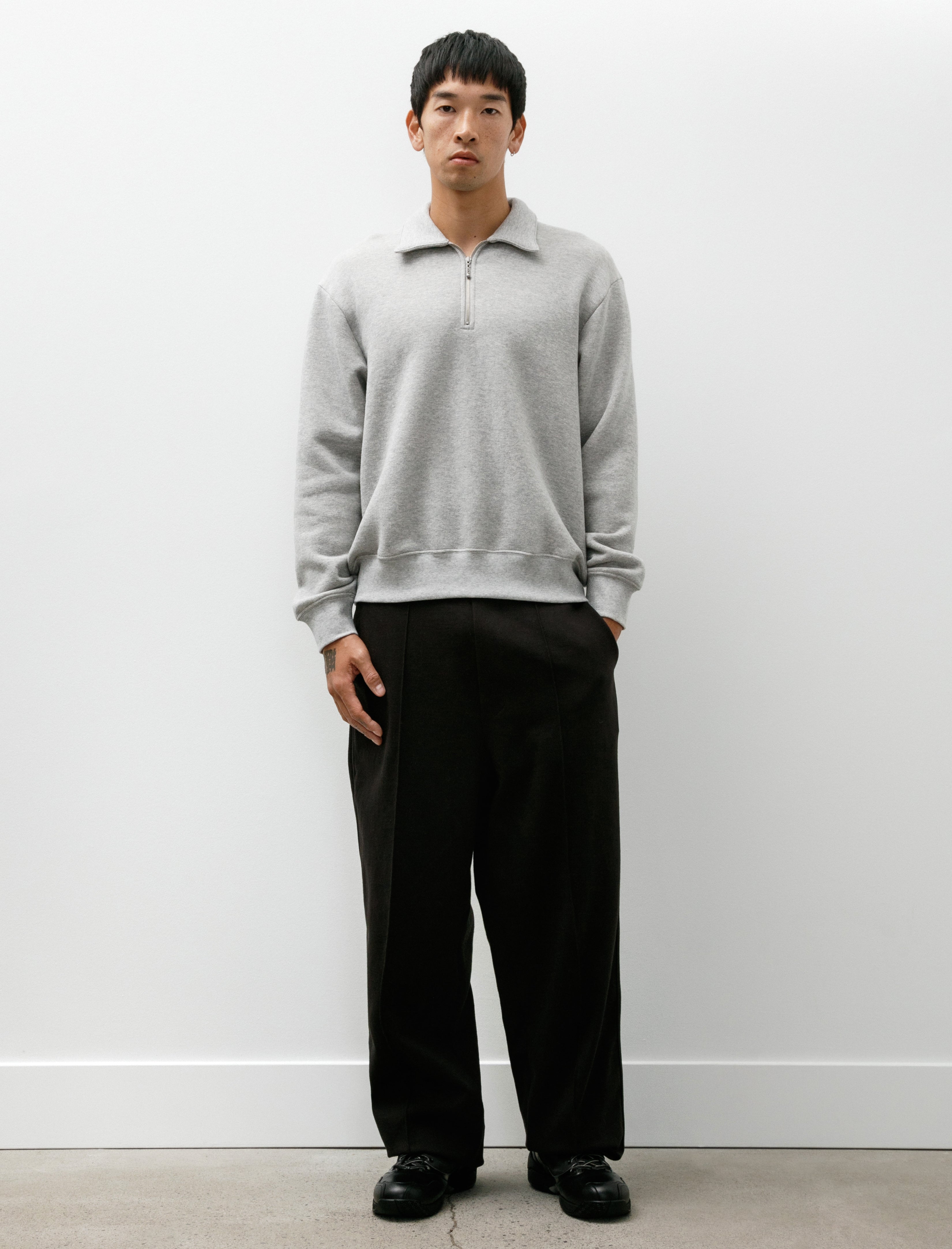 Lady White Co. Cotton Wool Quarter Zip Sweatshirt Heather Grey