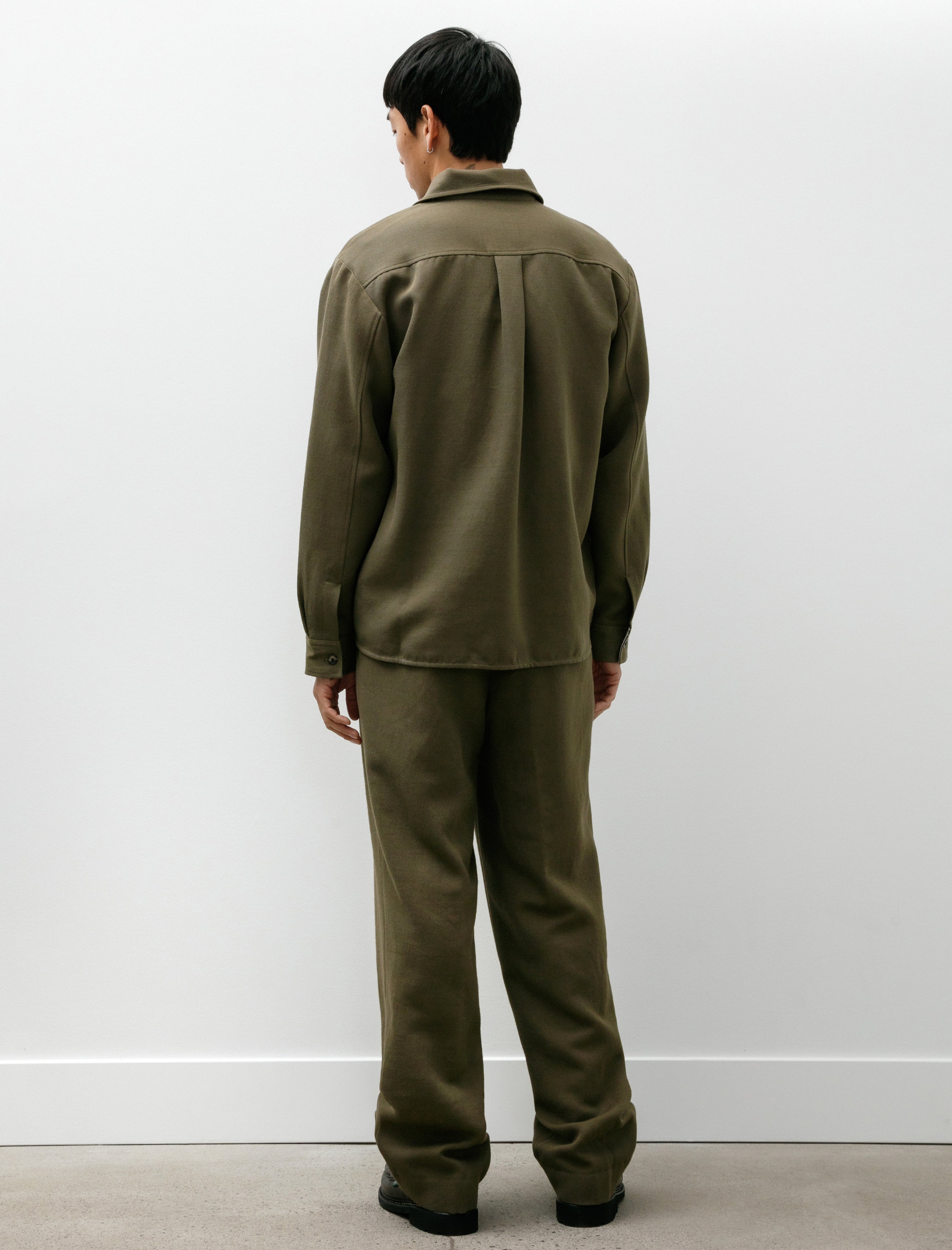 Norse Projects Benn Relaxed Cavalry Cotton Wool Pleated Trouser Olive Night