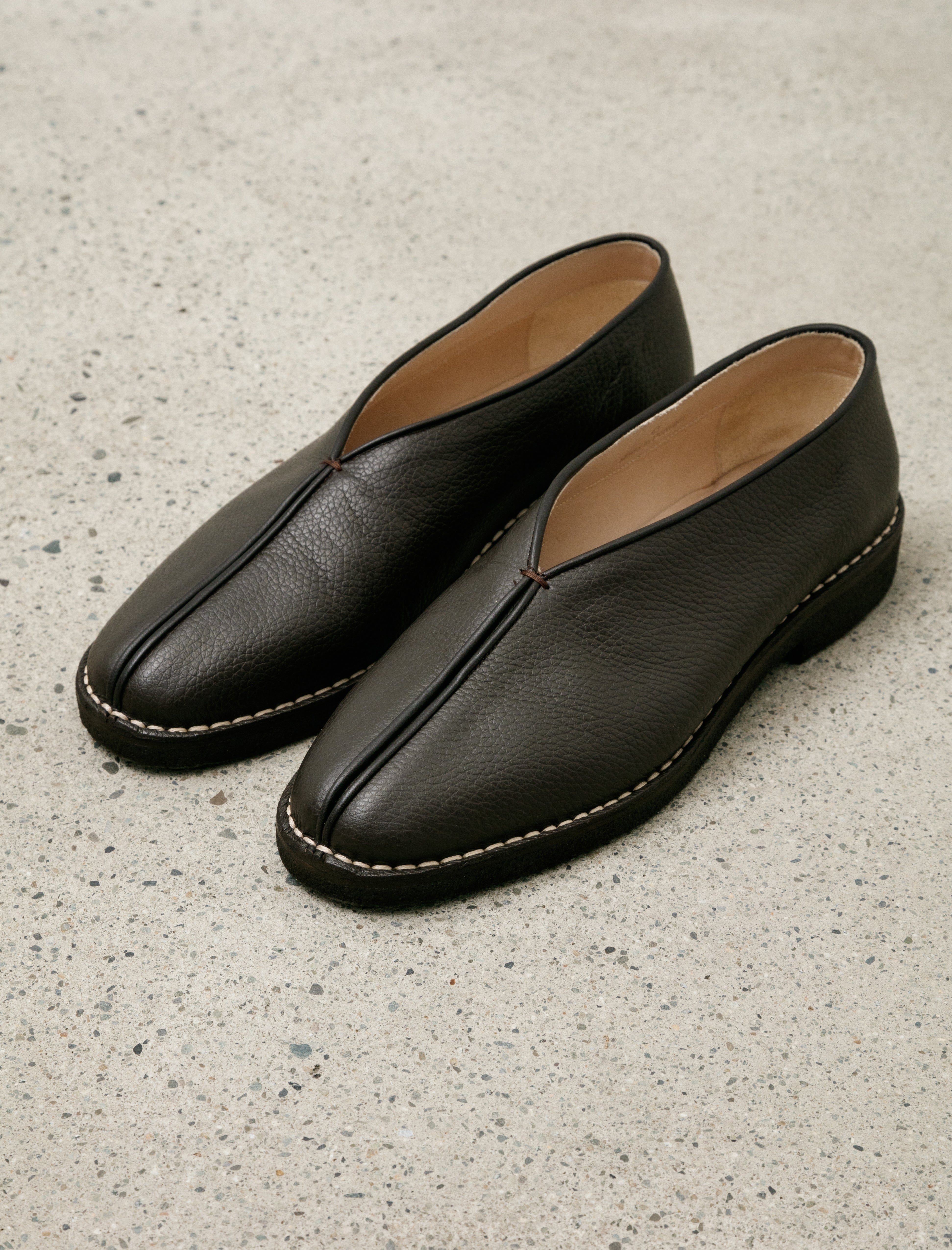 Lemaire Piped Crepe Slippers Dark Brown