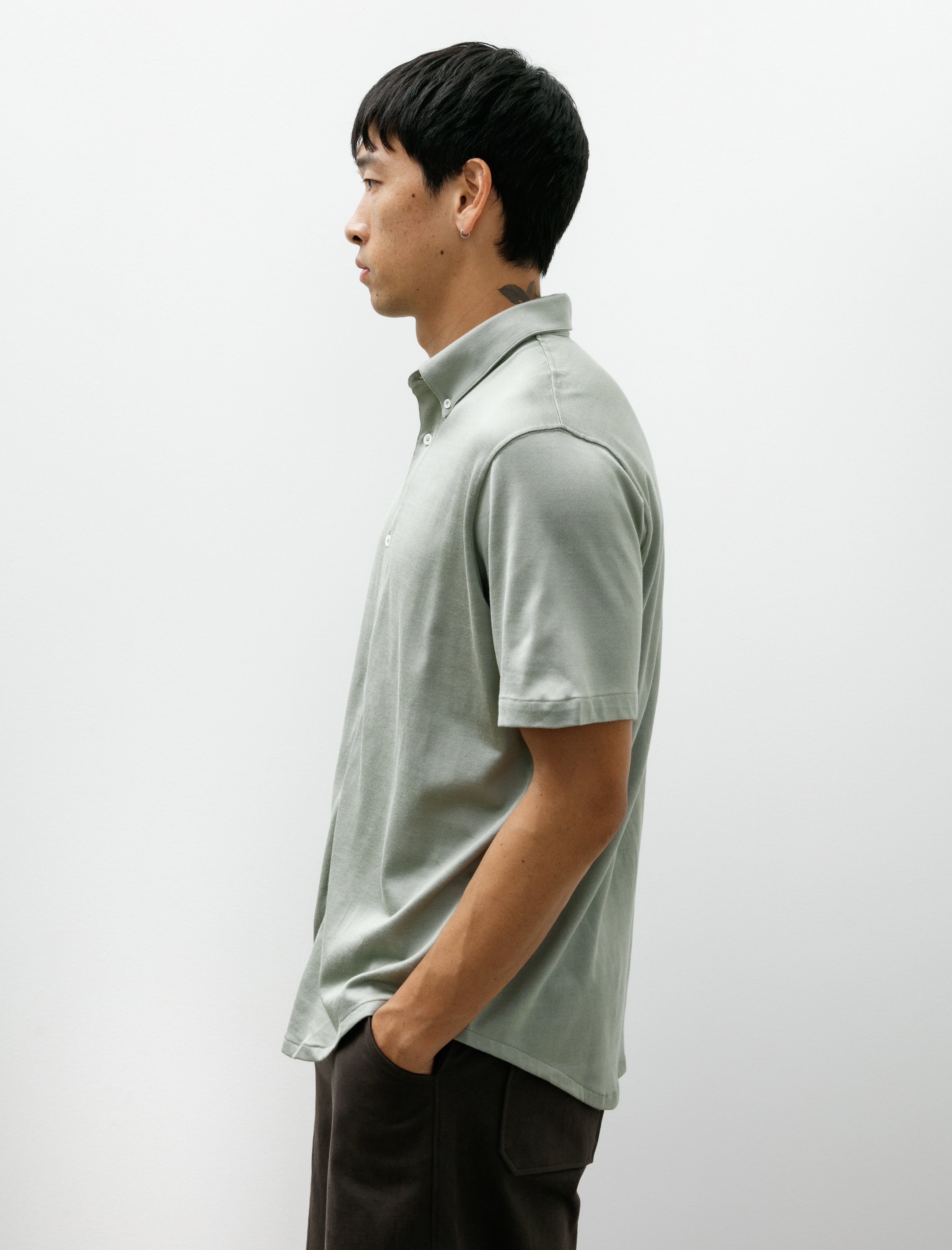 Lady White Co. SS CR Jersey Button Down Pistachio