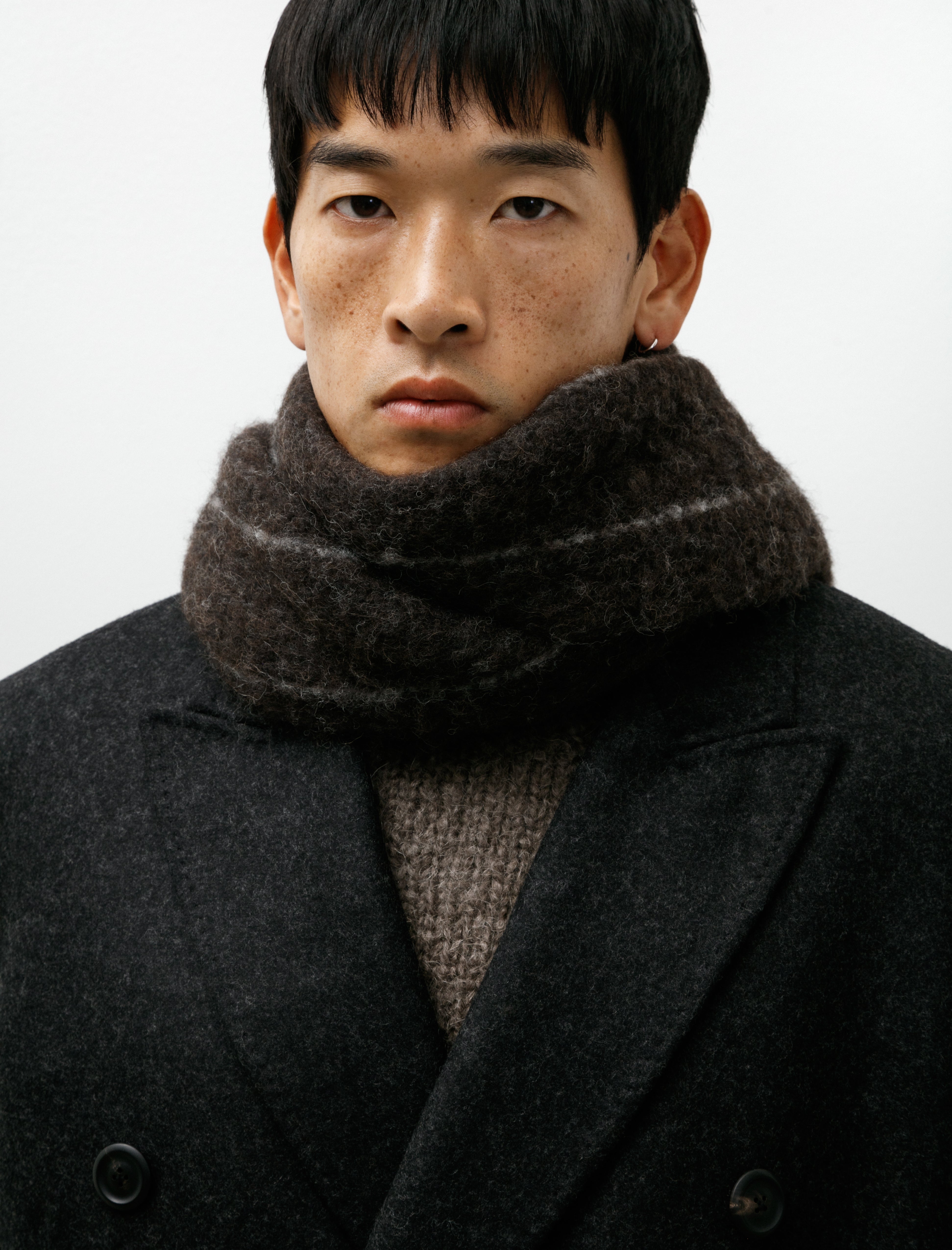 Our Legacy Estate Scarf Brown Pinstripe Fuzzy Alpaca