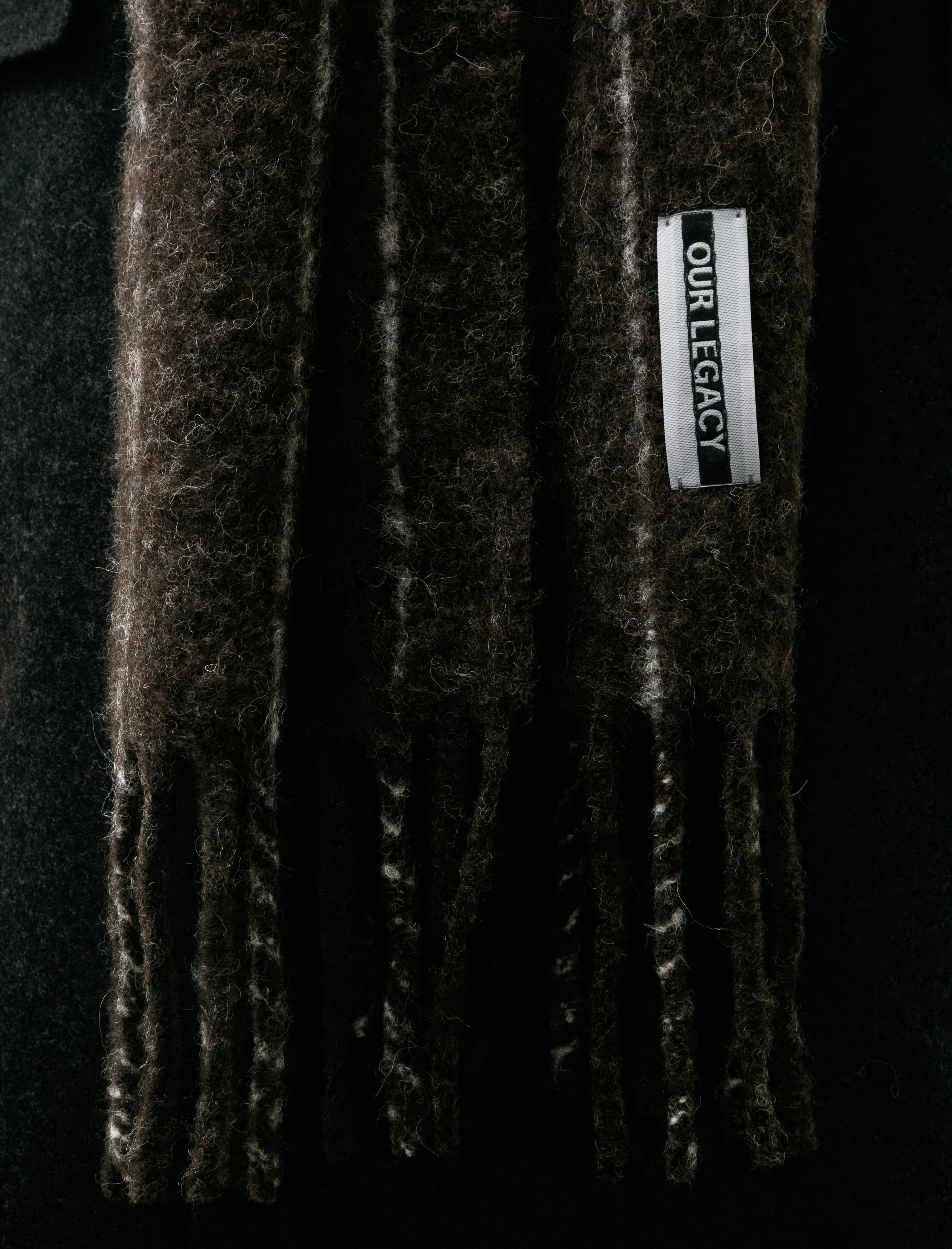 Our Legacy Estate Scarf Brown Pinstripe Fuzzy Alpaca