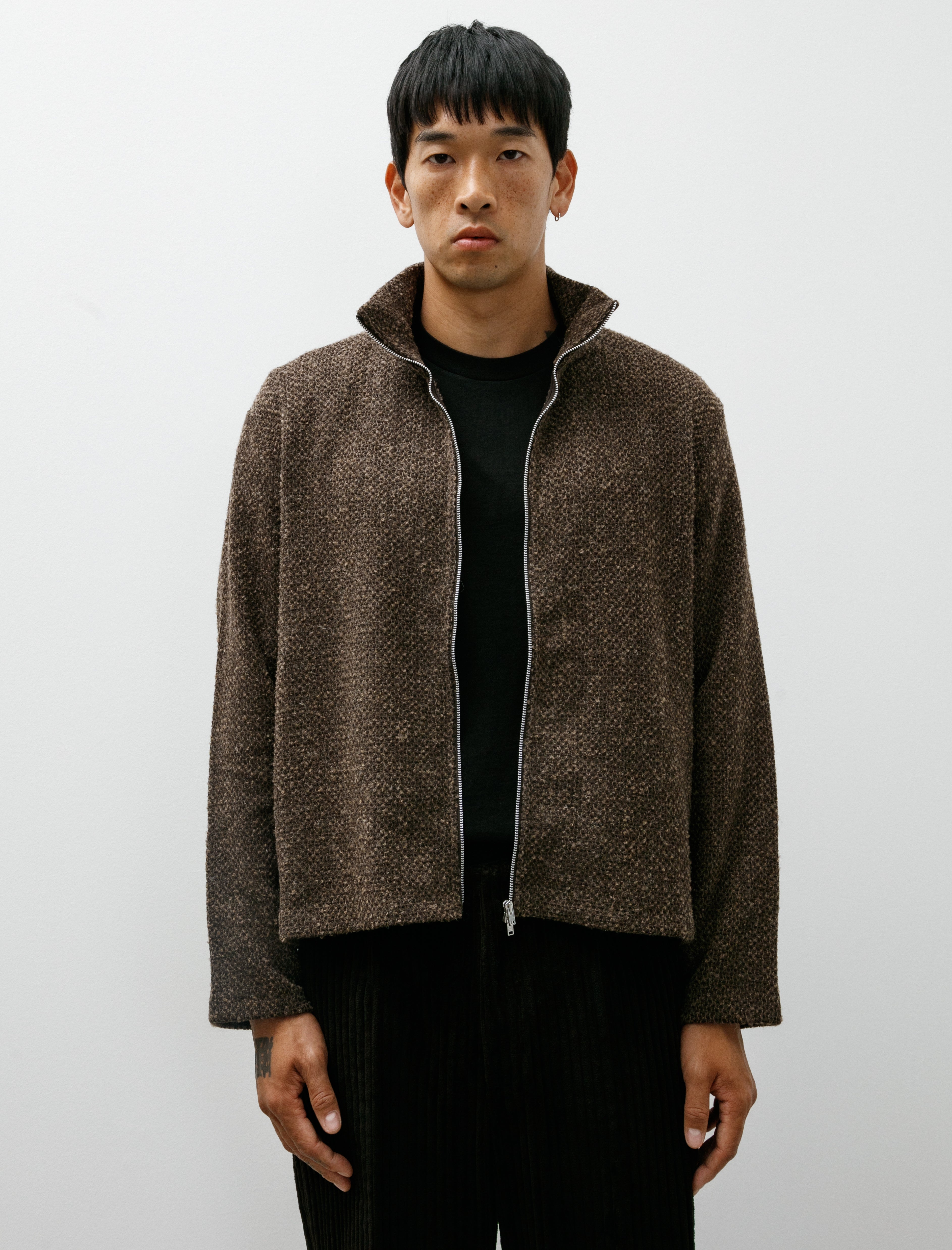 Our Legacy Shrunken Fullzip Polo Brown Sparse Buckle Weave