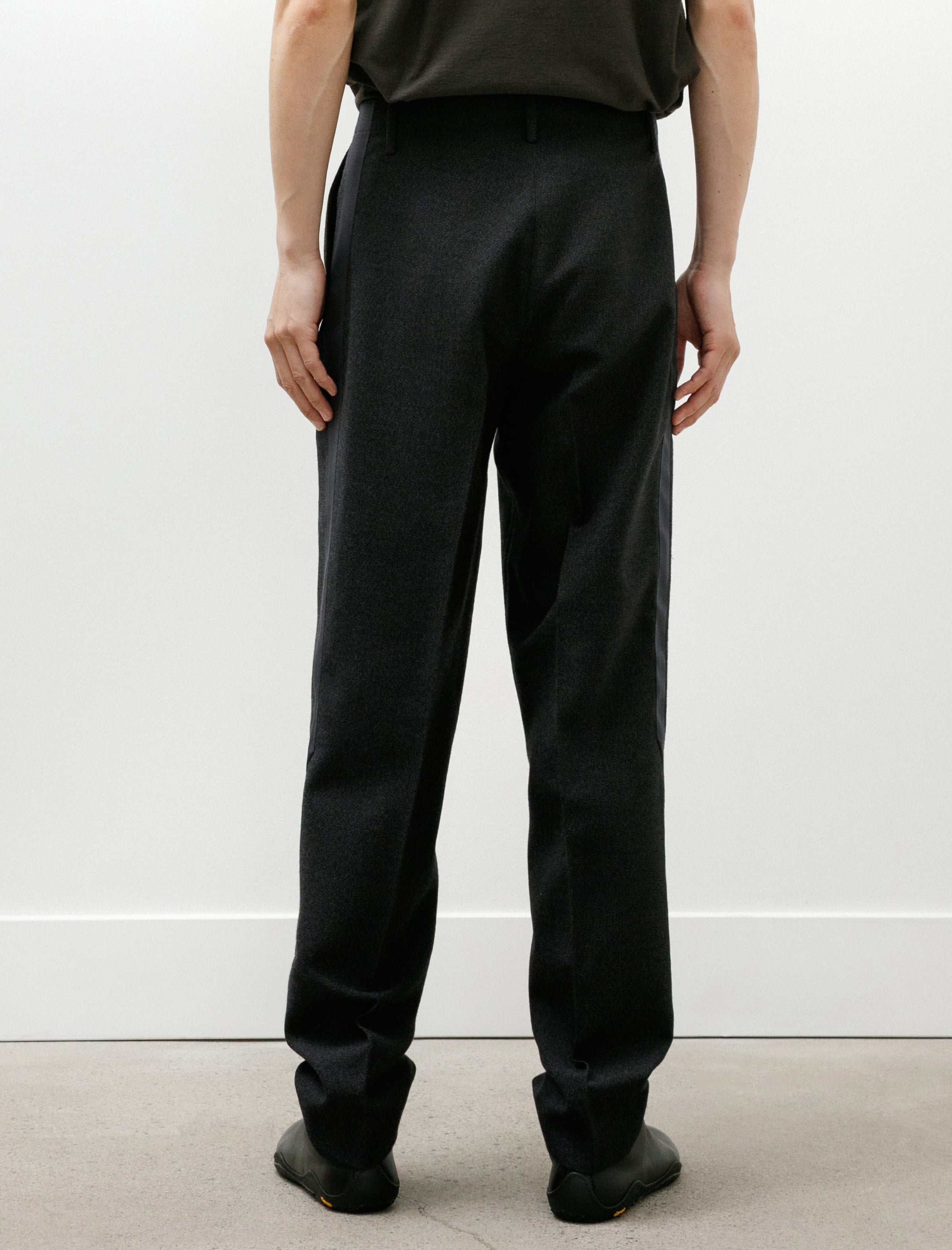 Derrick Broken Stripe Suit Trousers Thornproof Wool Charcoal Melange