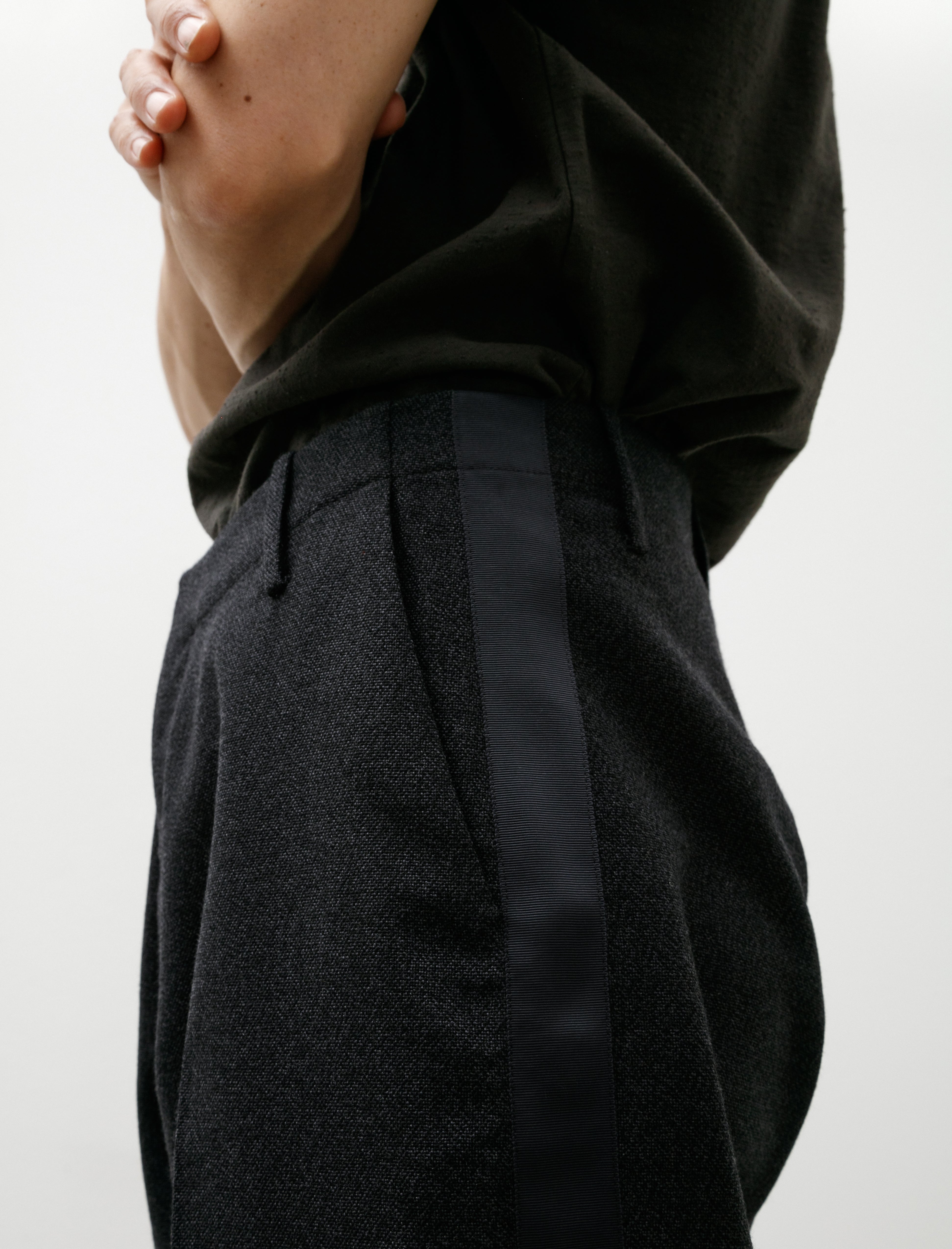 Derrick Broken Stripe Suit Trousers Thornproof Wool Charcoal Melange