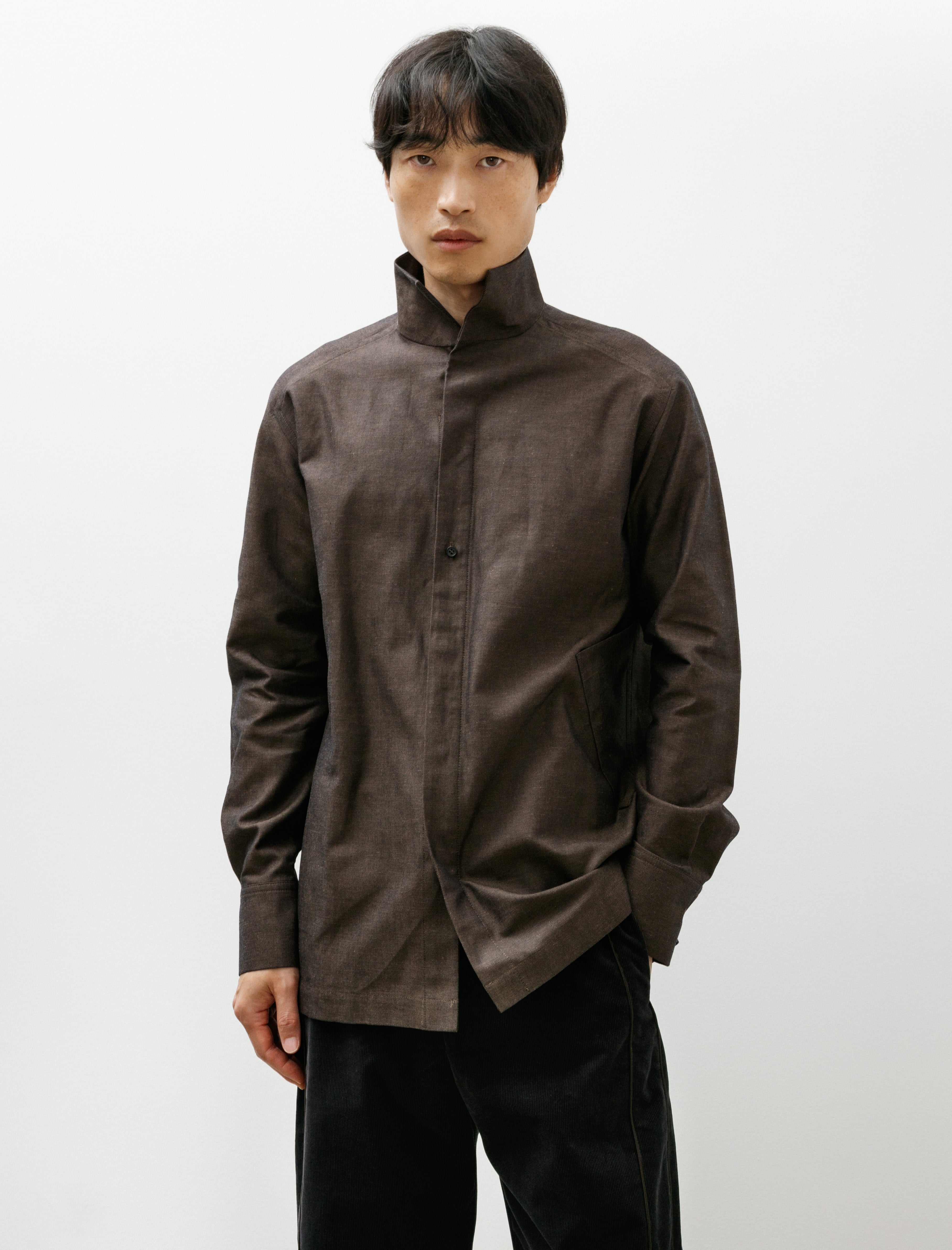 Derrick Relay Shirt Navy Tint Brown