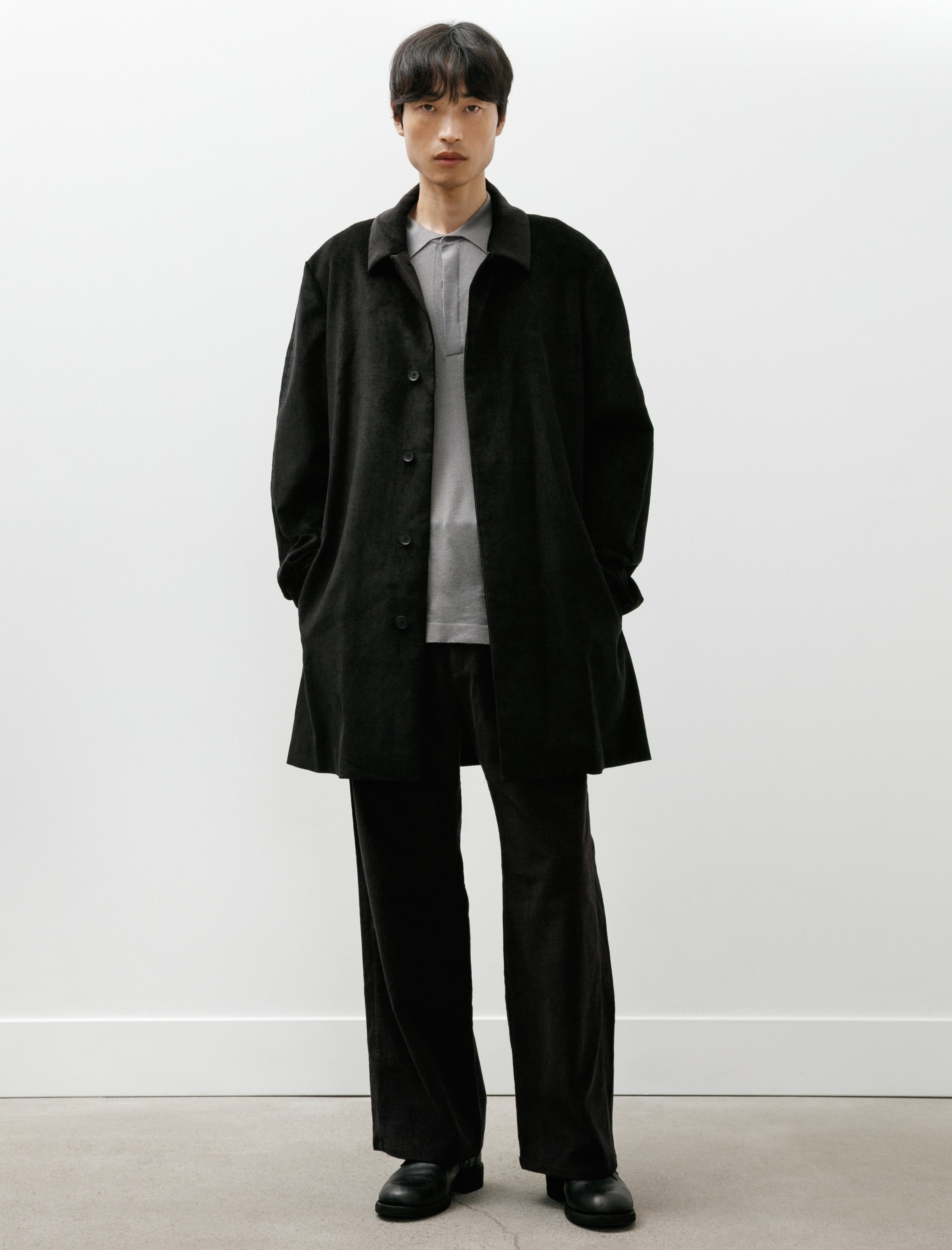 Seya Horse Coat Linen Corduroy Black
