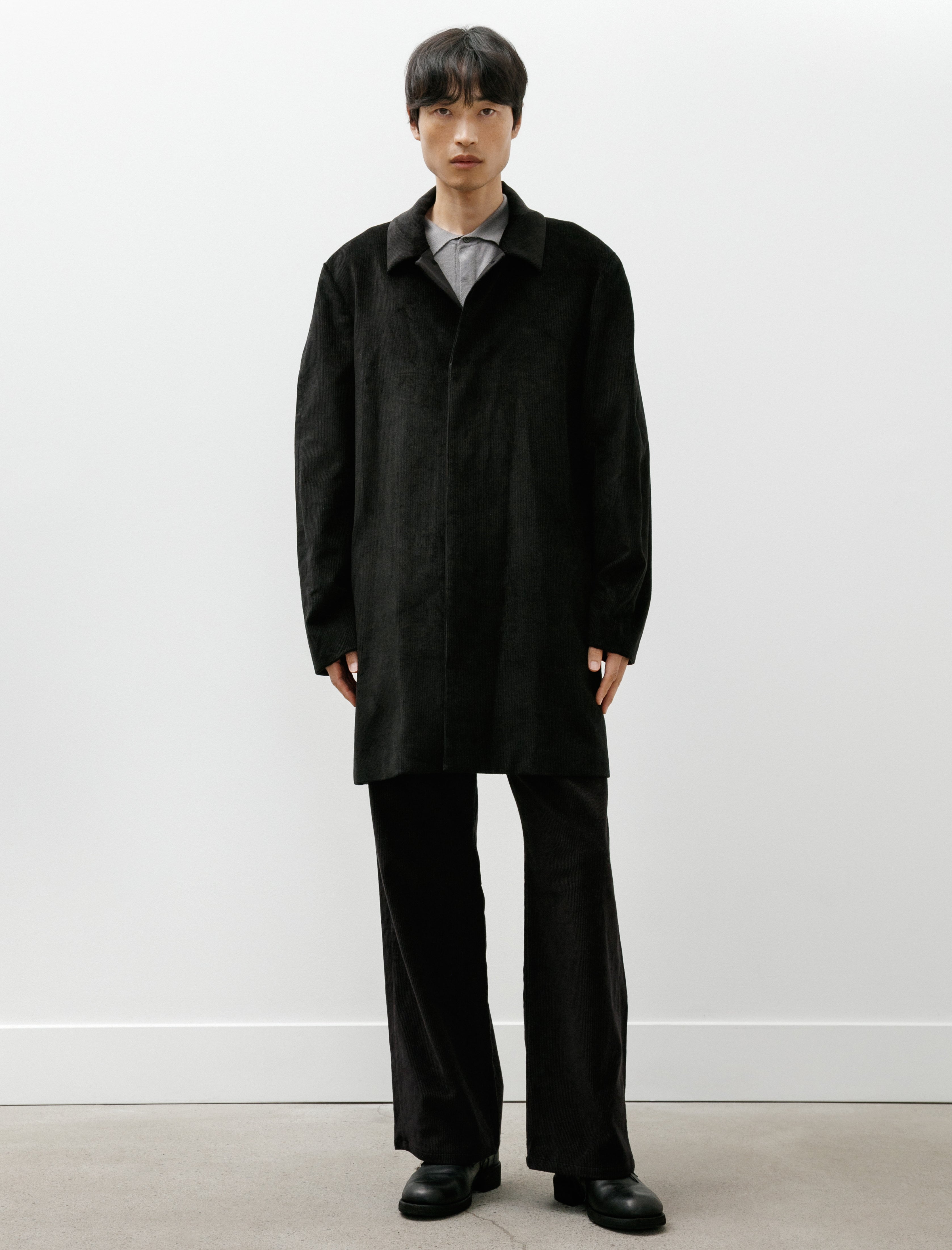 Seya Horse Coat Linen Corduroy Black