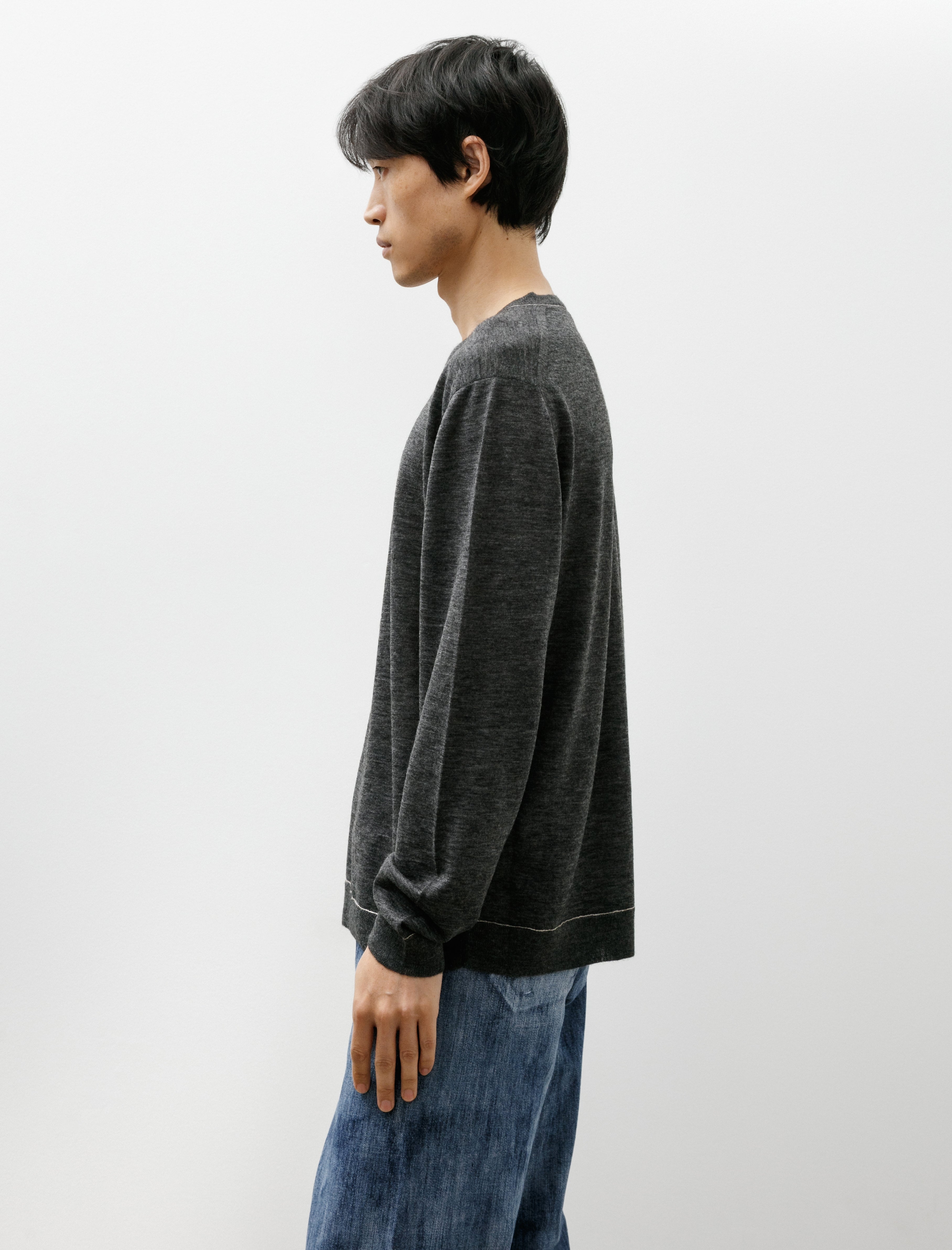 Seya Stitched V-Neck Breeze Yak Natural Grey