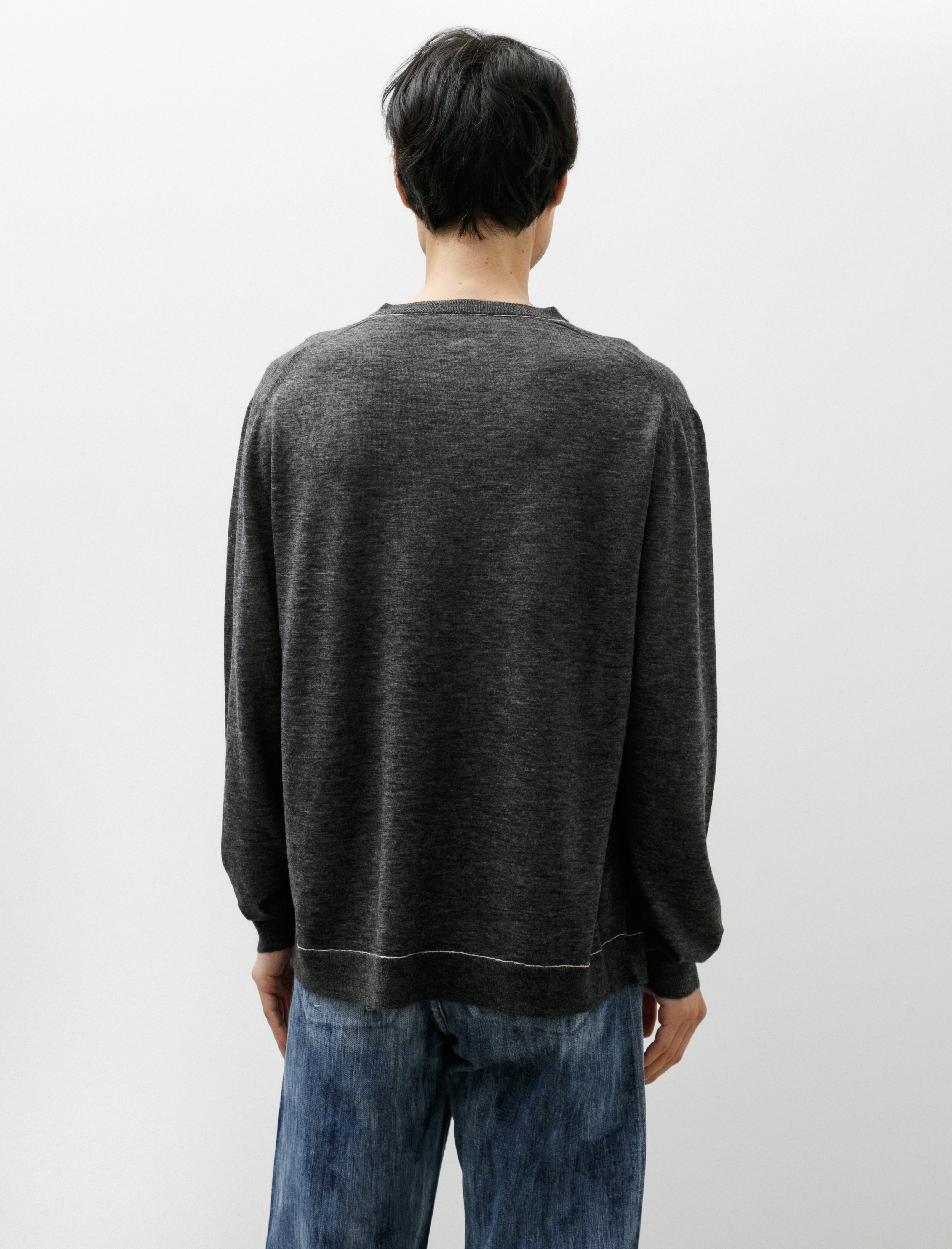 Seya Stitched V-Neck Breeze Yak Natural Grey