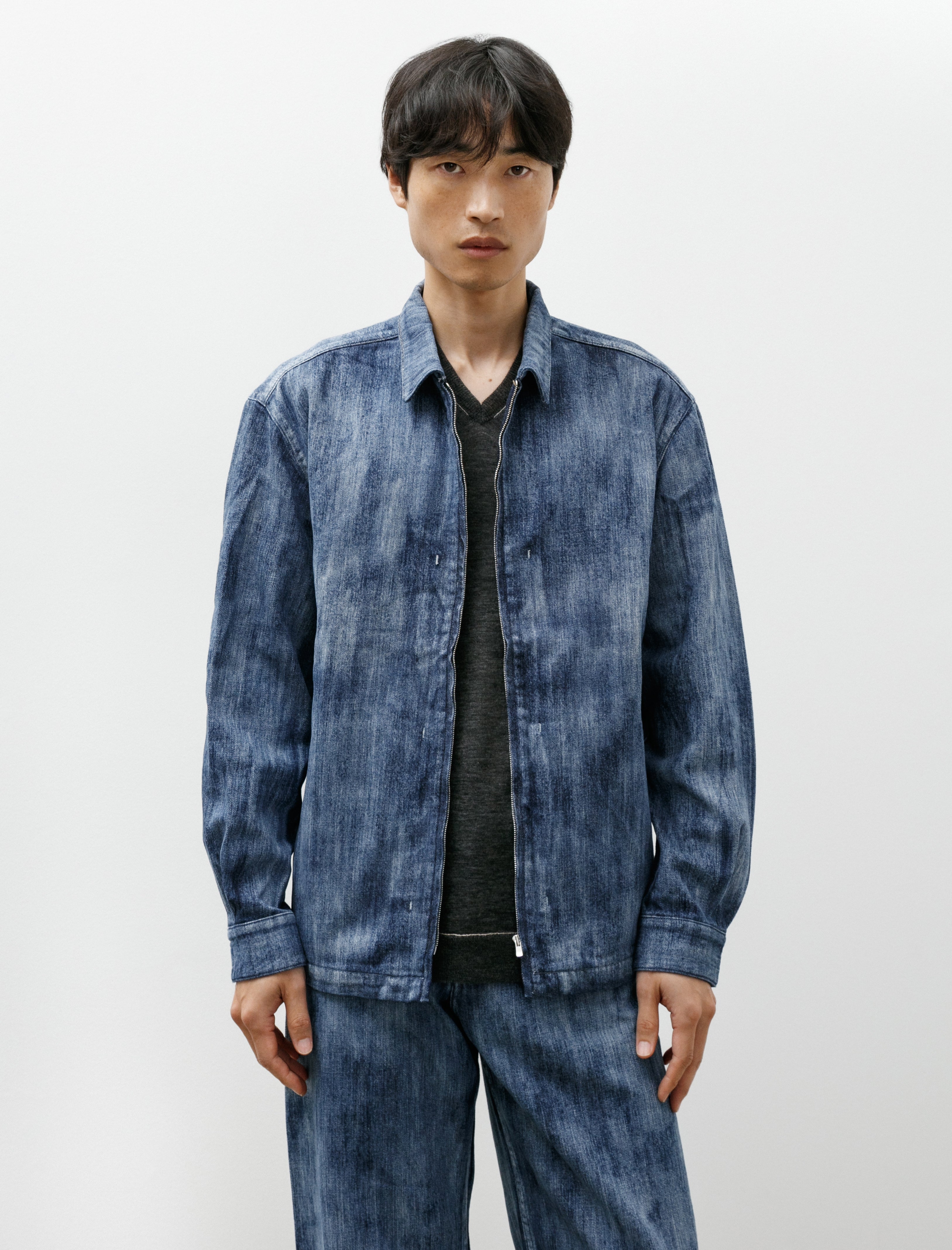 Seya Tofu Jacket Slub Denim Cloud Bleach Indigo