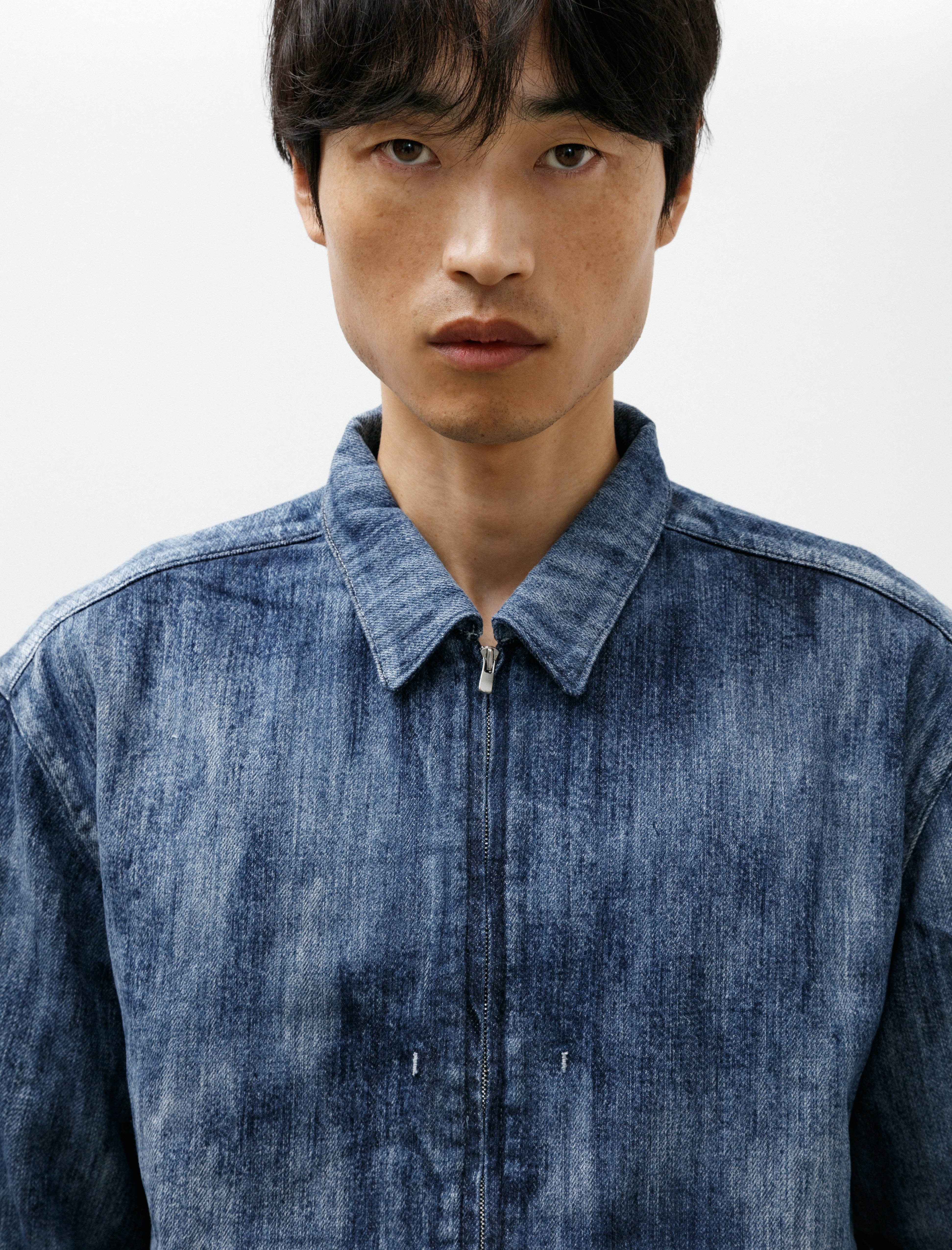 Seya Tofu Jacket Slub Denim Cloud Bleach Indigo