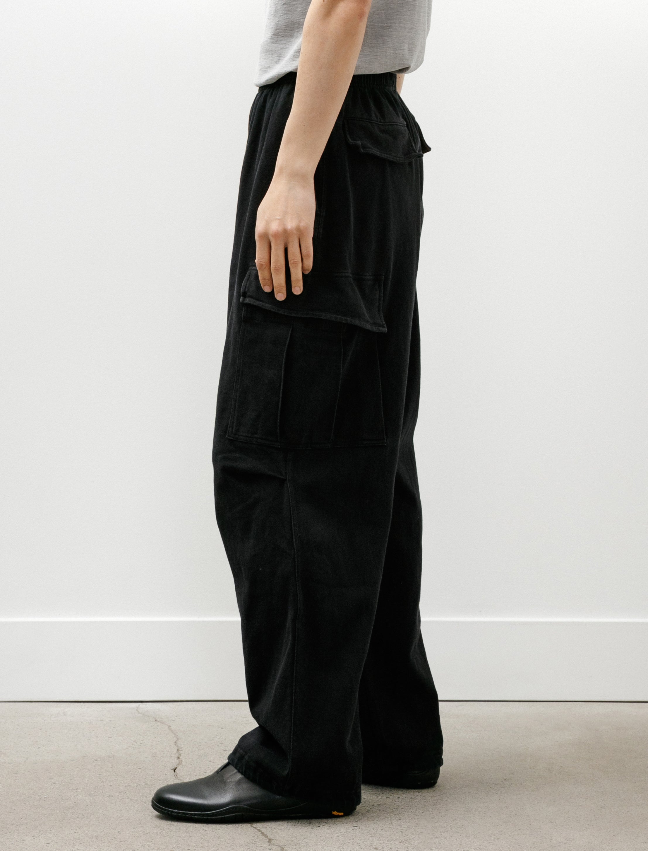 Comoli Cotton Jersey 6-Pocket Pants Black
