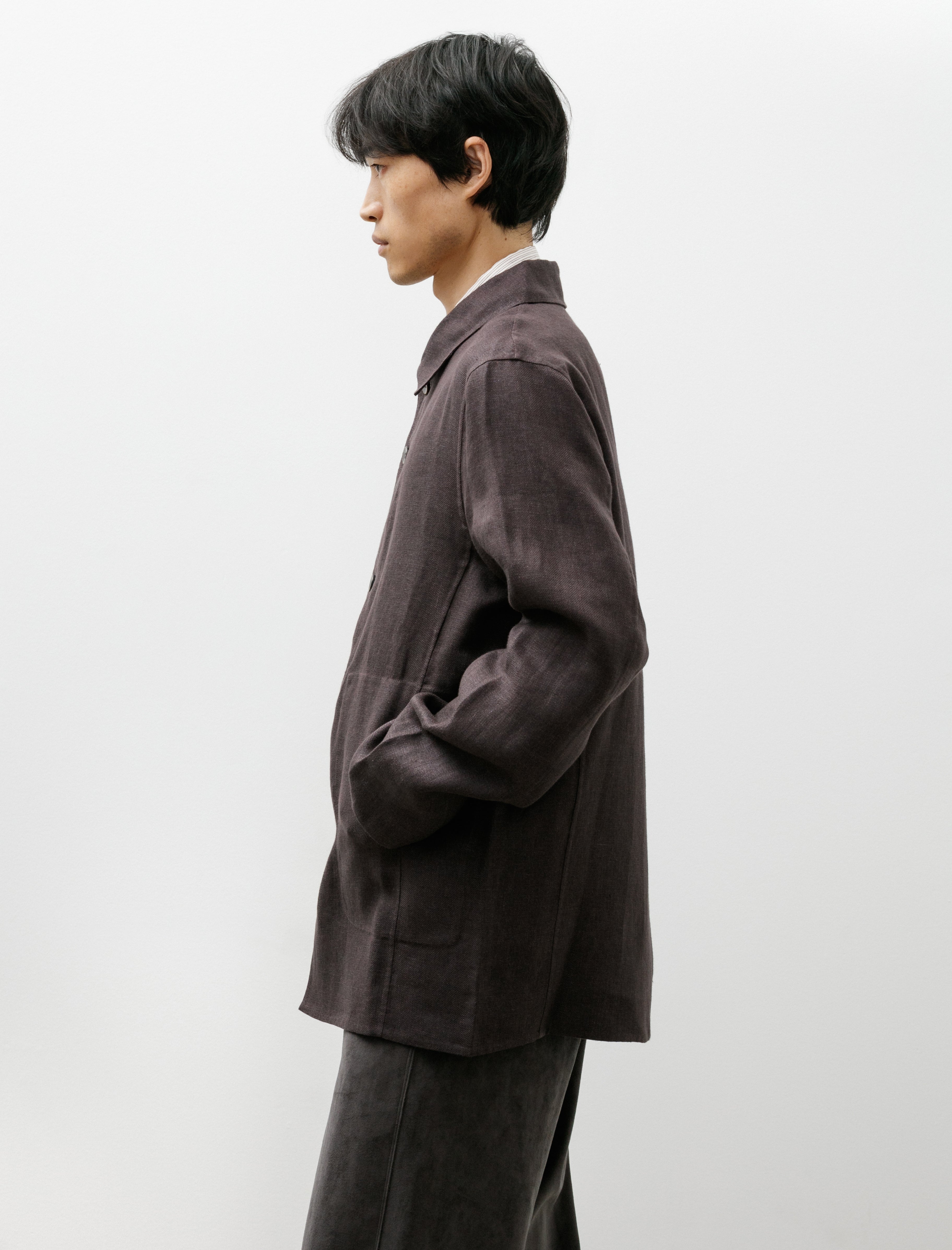 Seya Double Face Work Jacket Legacy Linen Mud Indigo