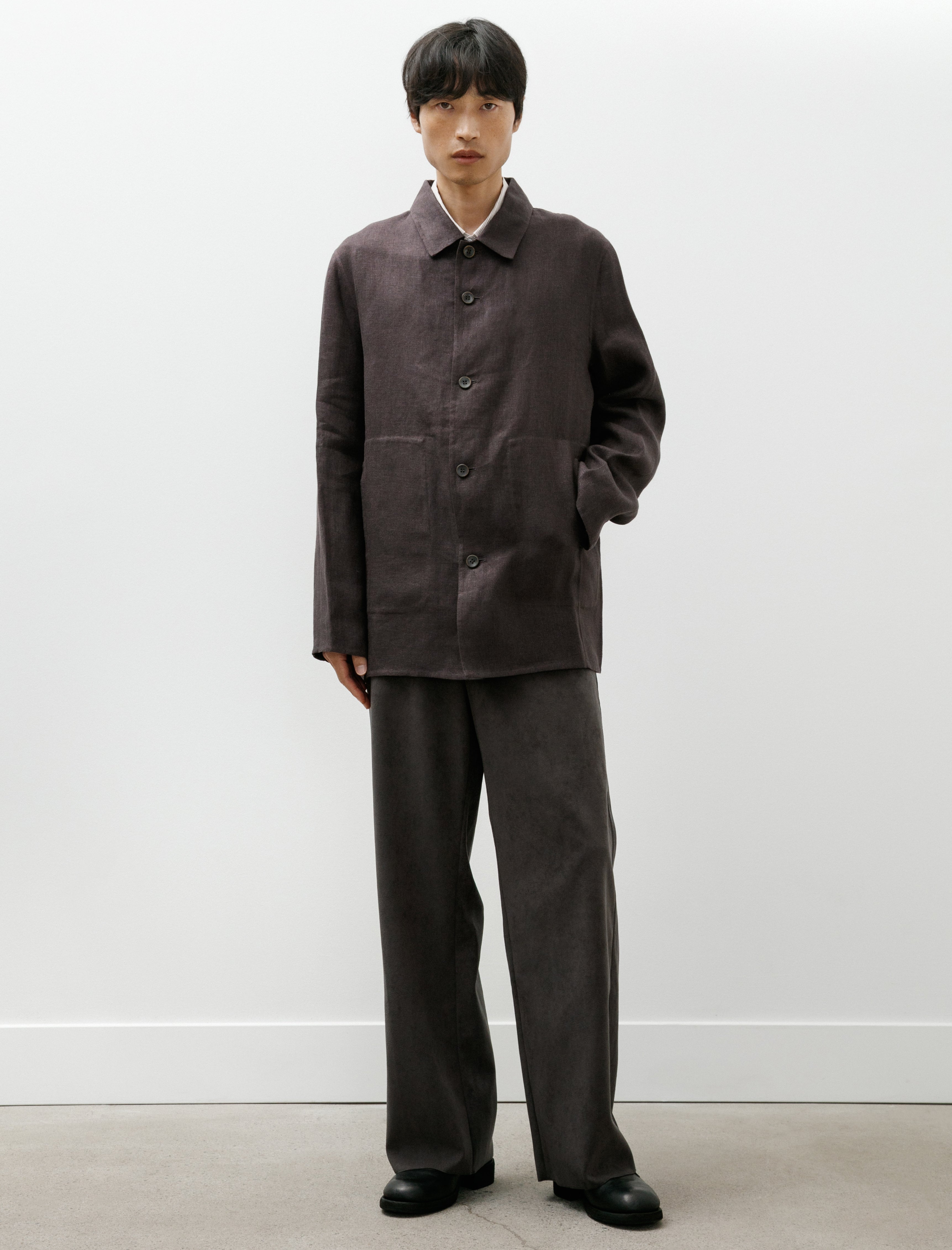 Seya Double Face Work Jacket Legacy Linen Mud Indigo