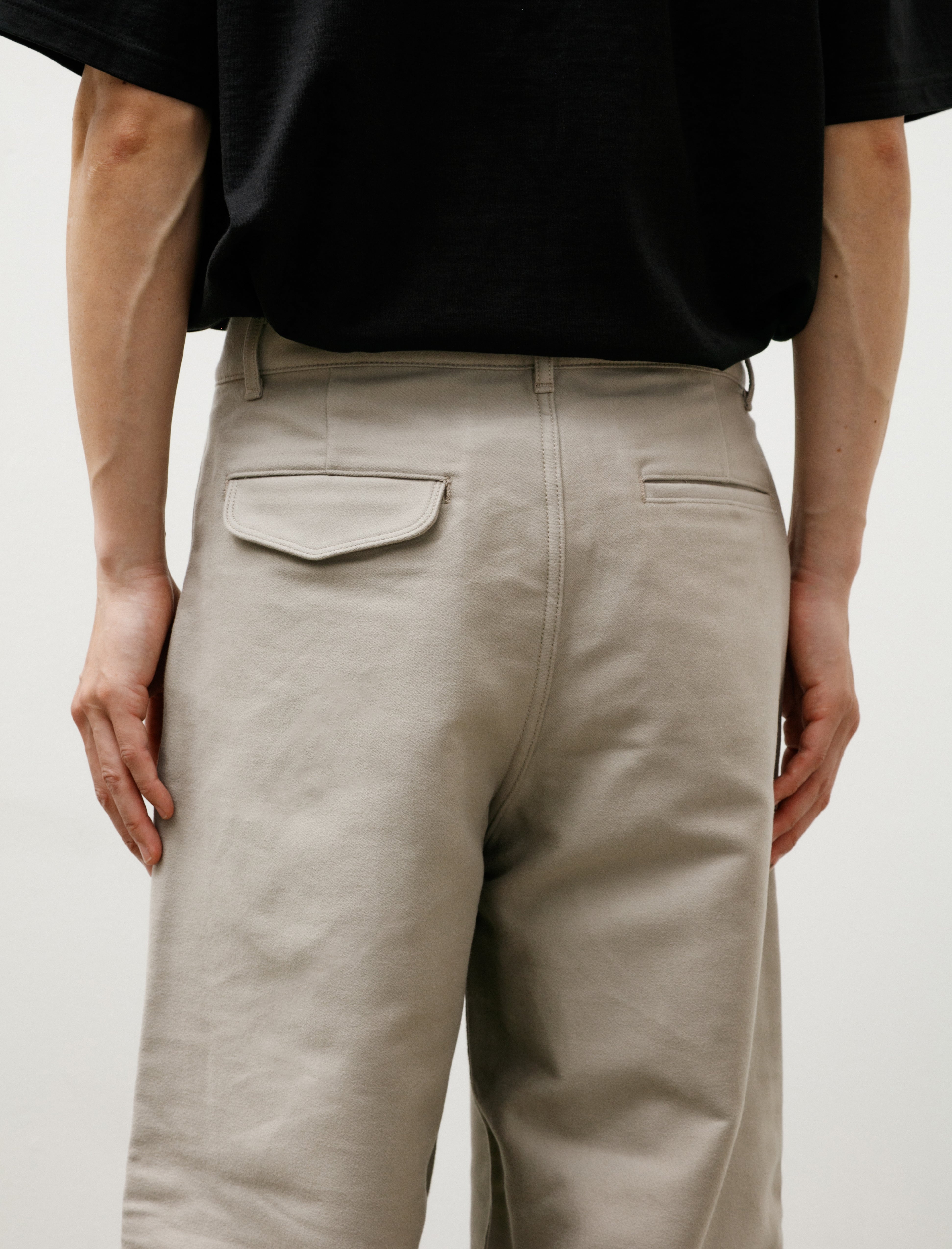 Graphpaper Cotton Double Serge Two Tuck Pants Ash