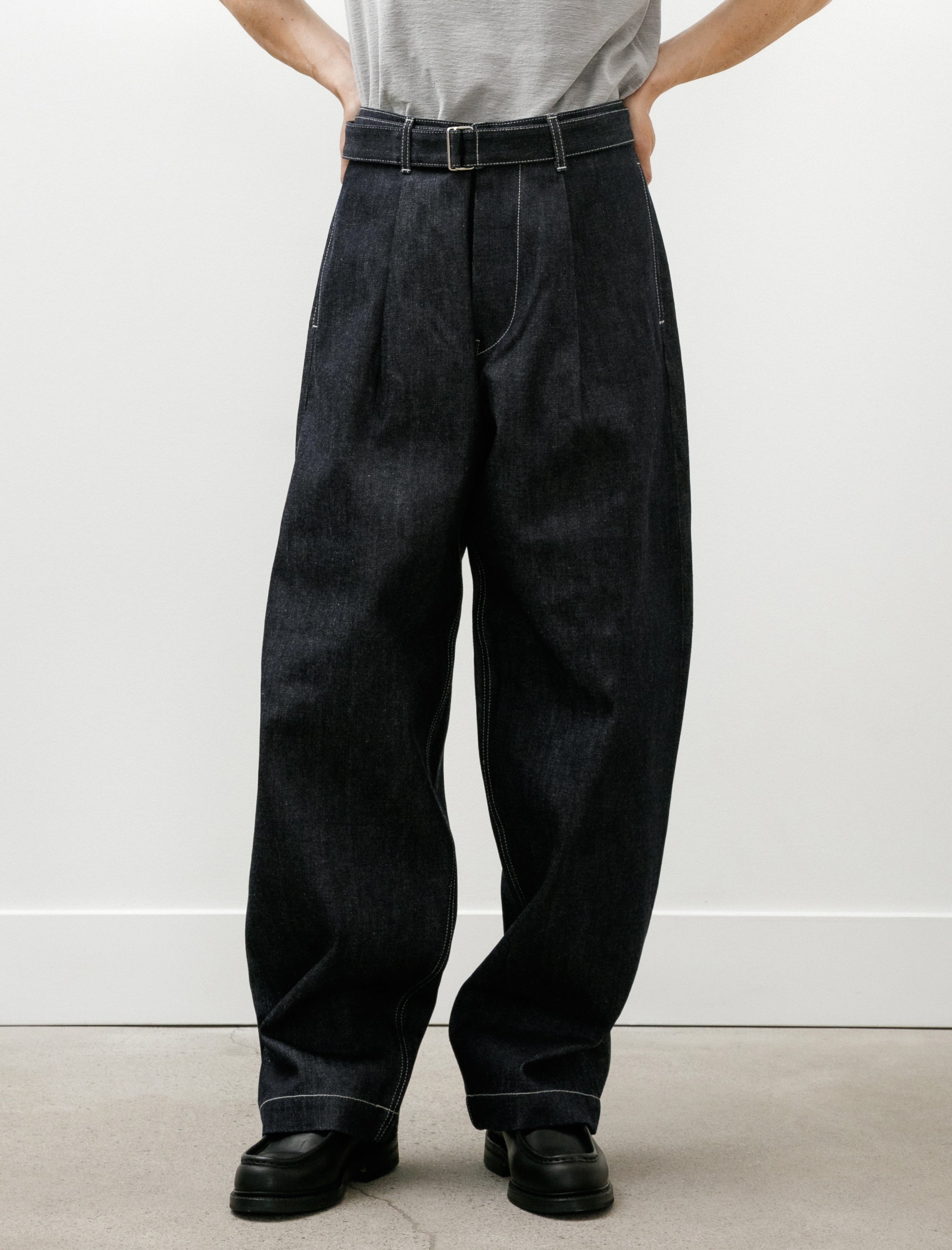 Graphpaper Selvage Denim Belted Pants Indigo Rigid