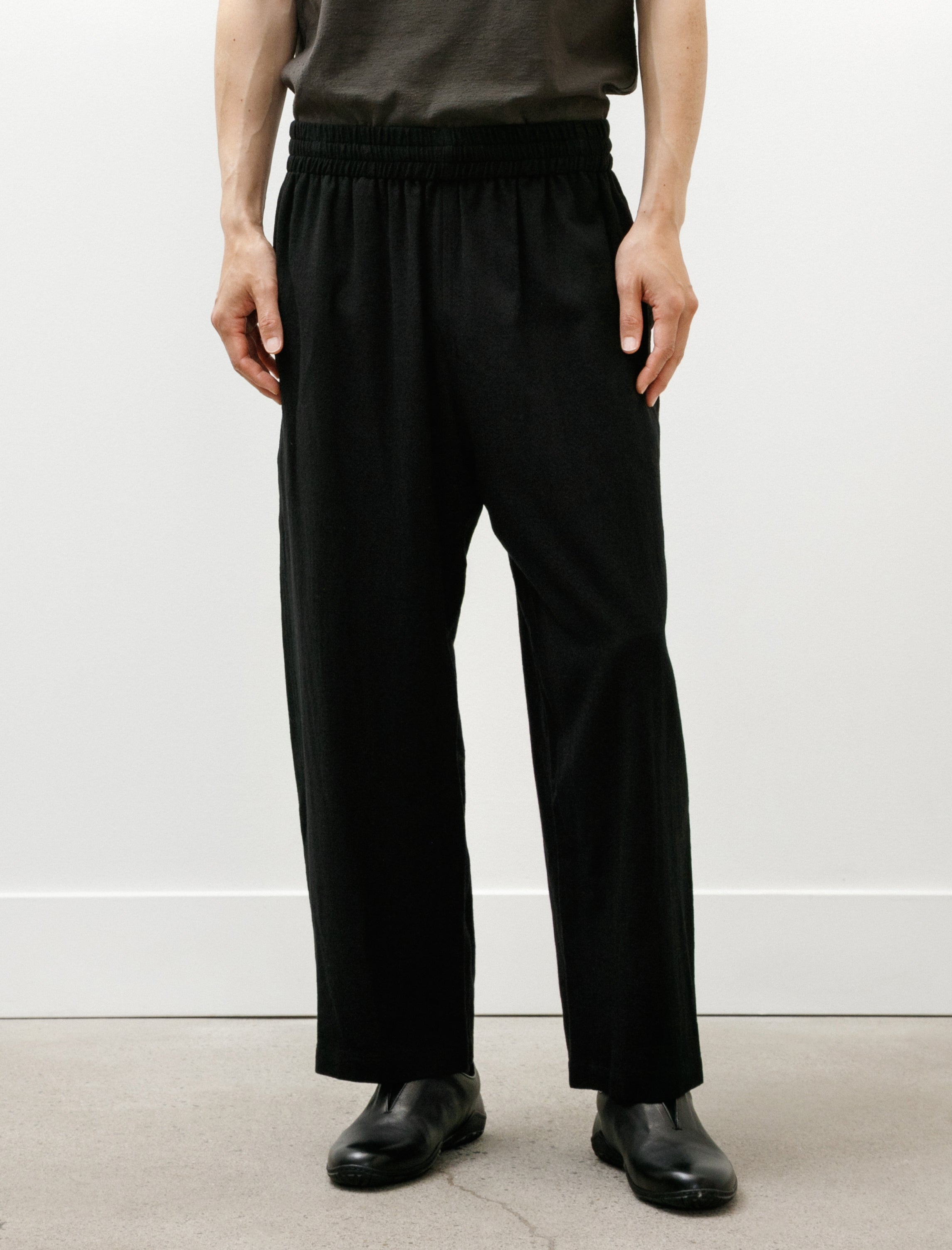Graphpaper Extra Fine Wool Lawn Sleeping Easy Pants Black