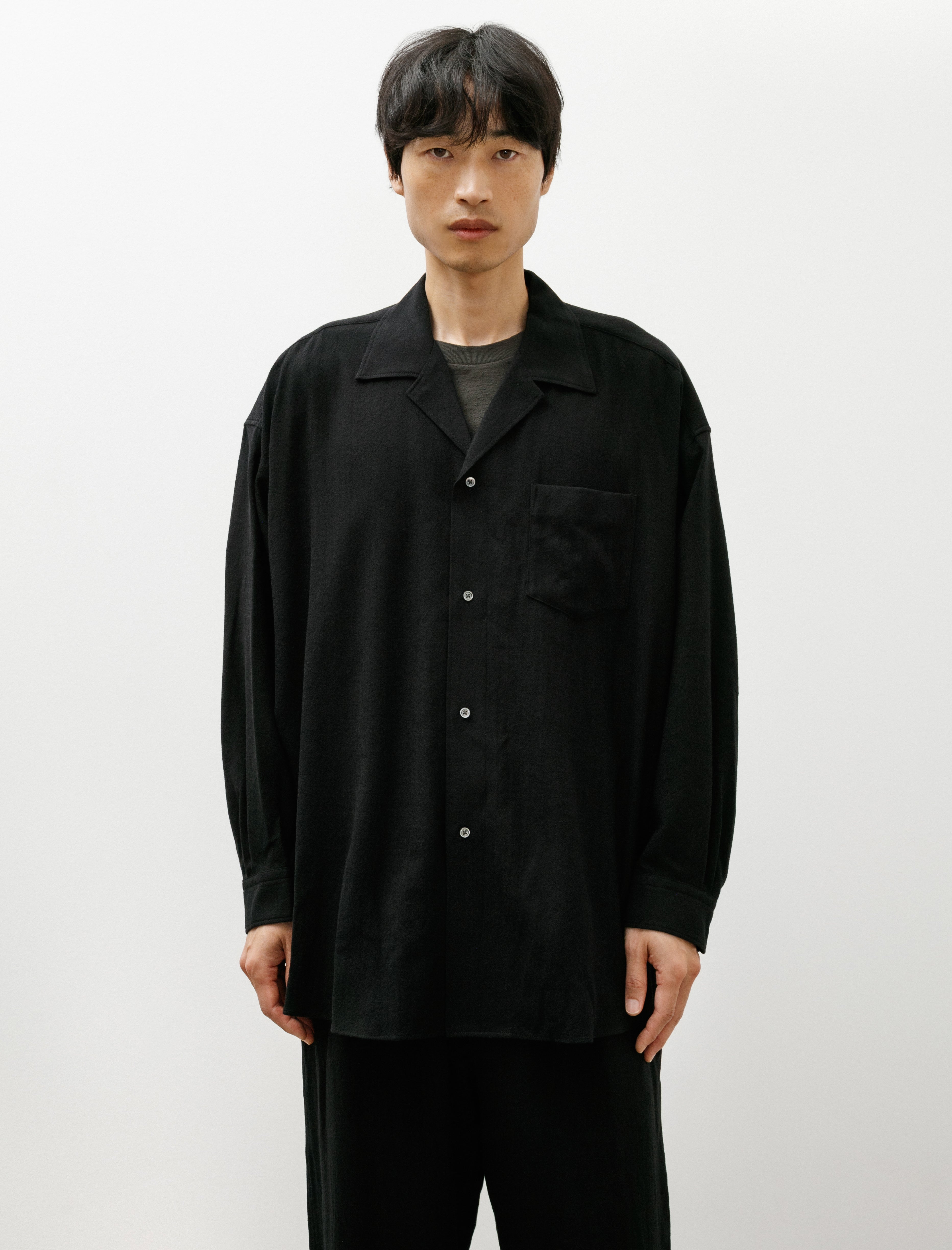 Graphpaper Extra Fine Wool Lawn Sleeping Shirt Black