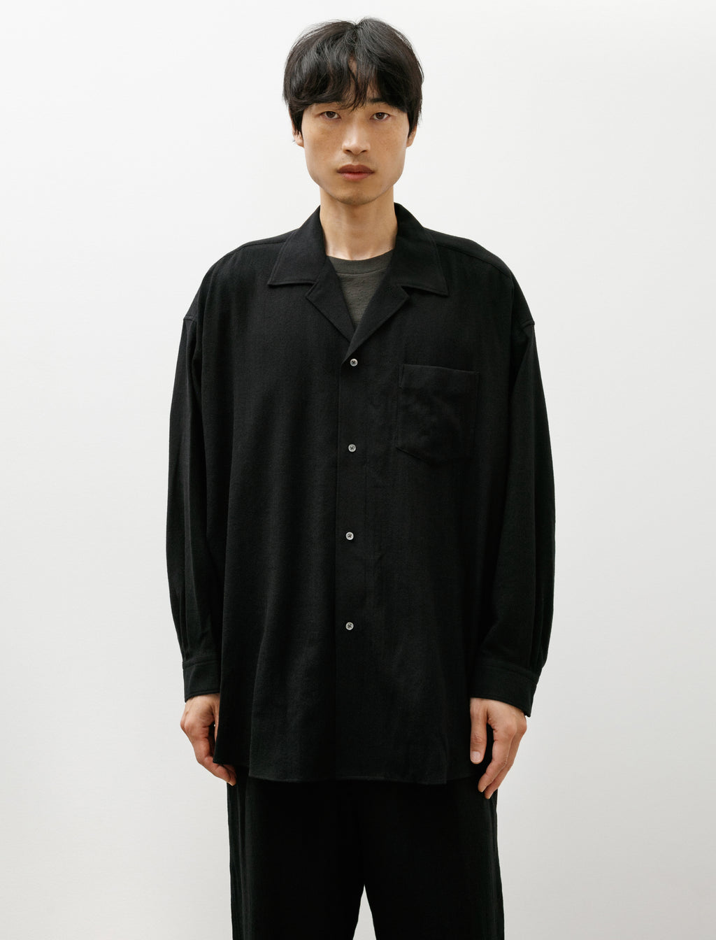 【古着】 kinema pigment sleeping shirt L Graphpaper Extra Fine Wool Lawn Sleeping Shirt Black – Neighbour