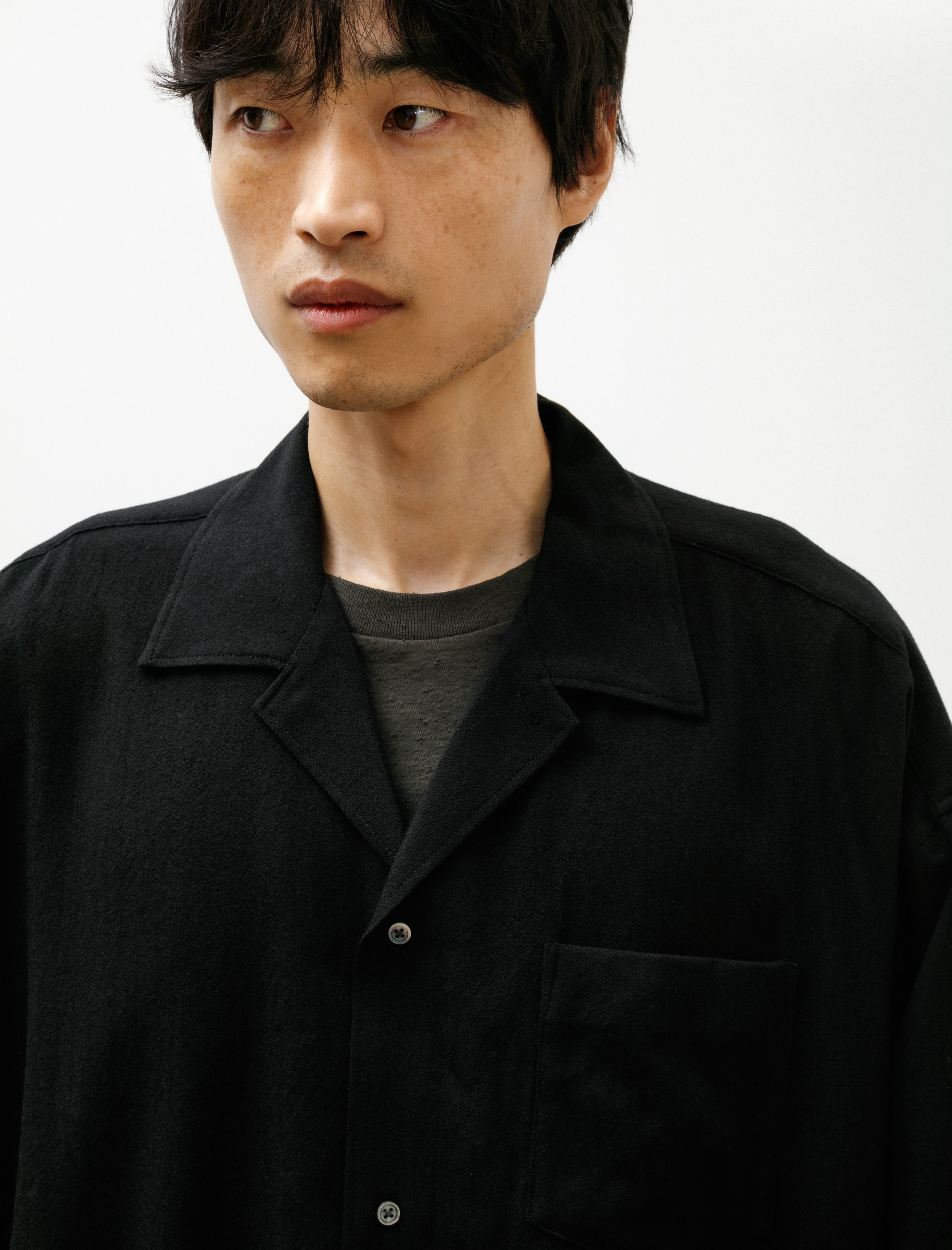 Graphpaper Extra Fine Wool Lawn Sleeping Shirt Black