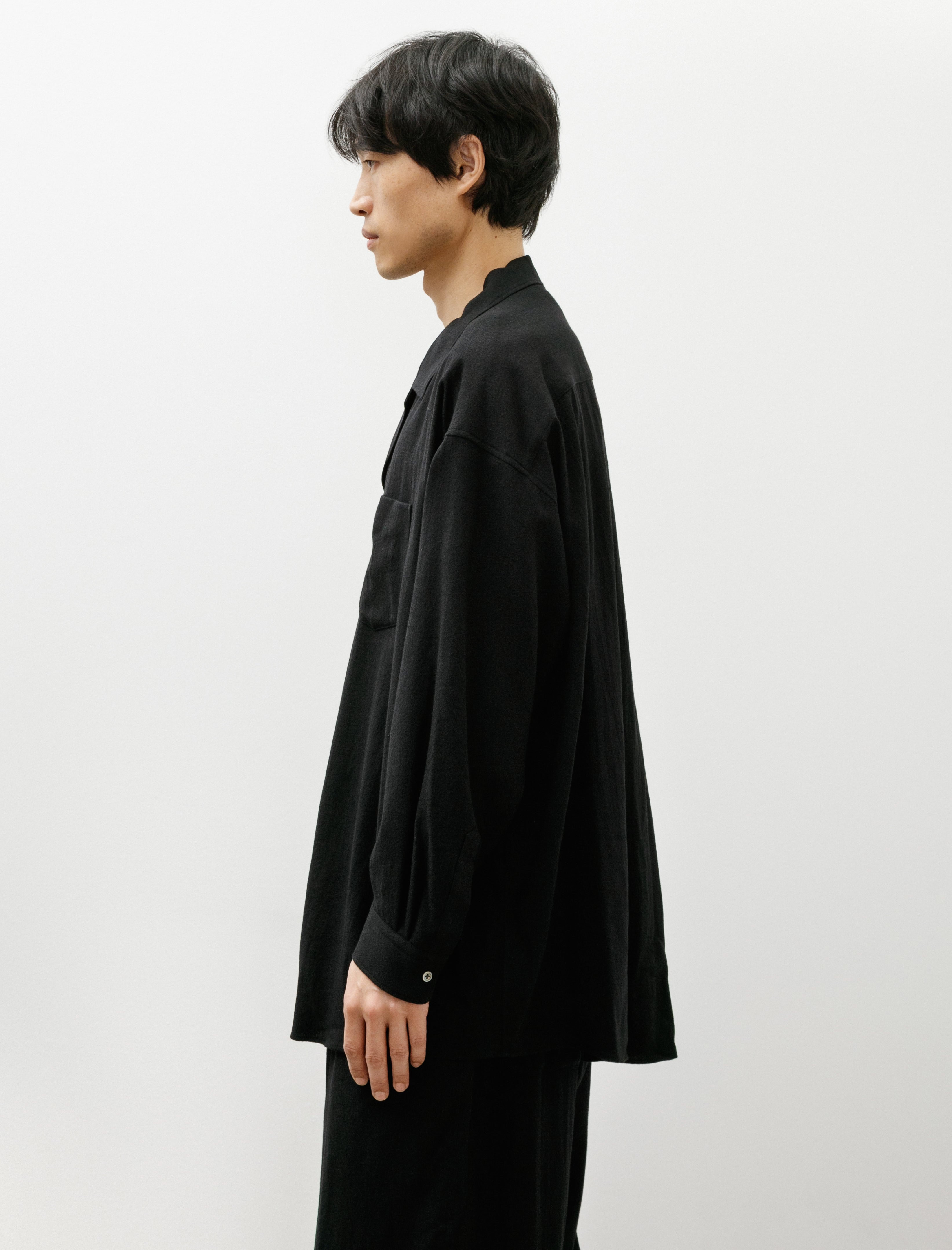 Graphpaper Extra Fine Wool Lawn Sleeping Shirt Black
