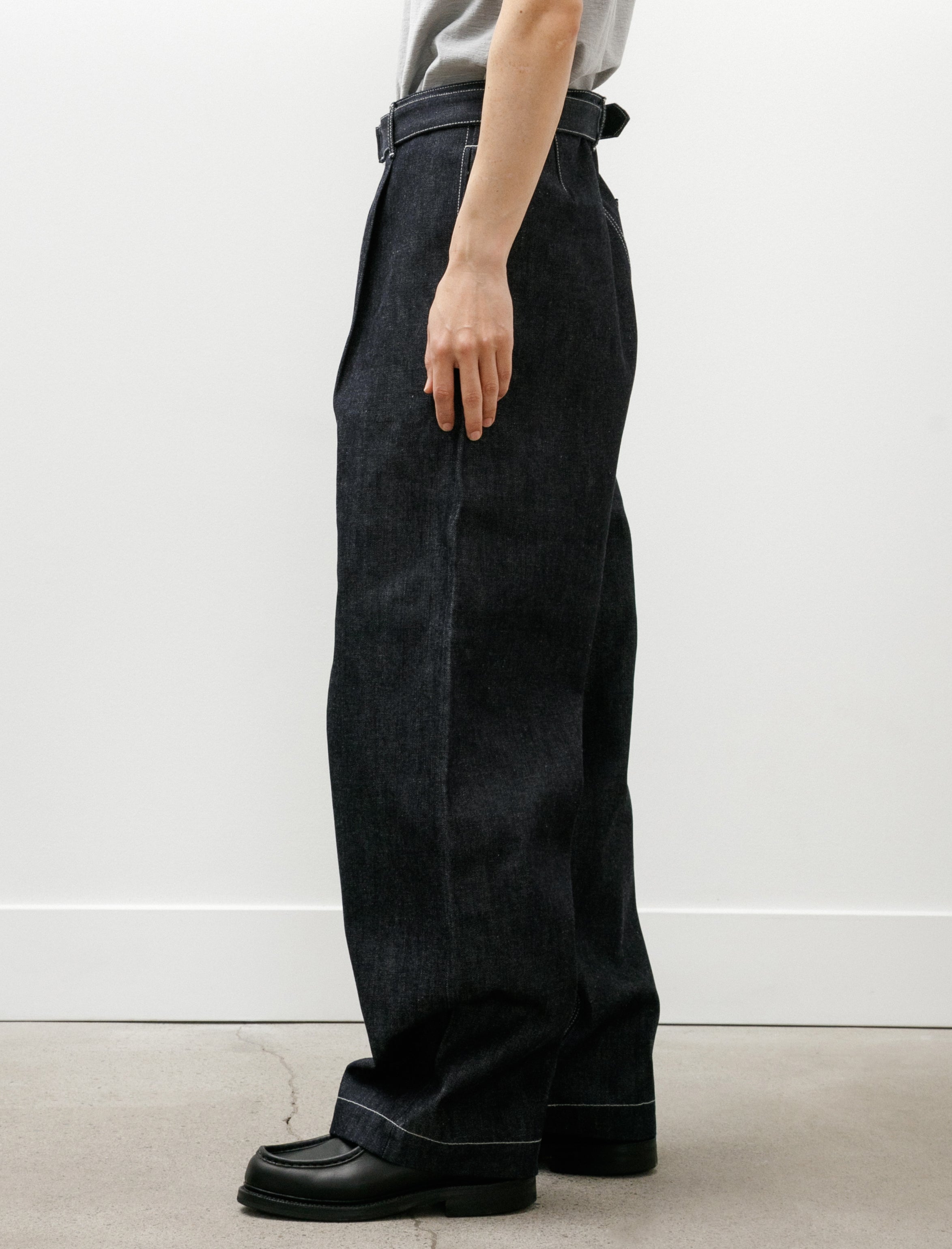 Graphpaper Selvage Denim Belted Pants Indigo Rigid