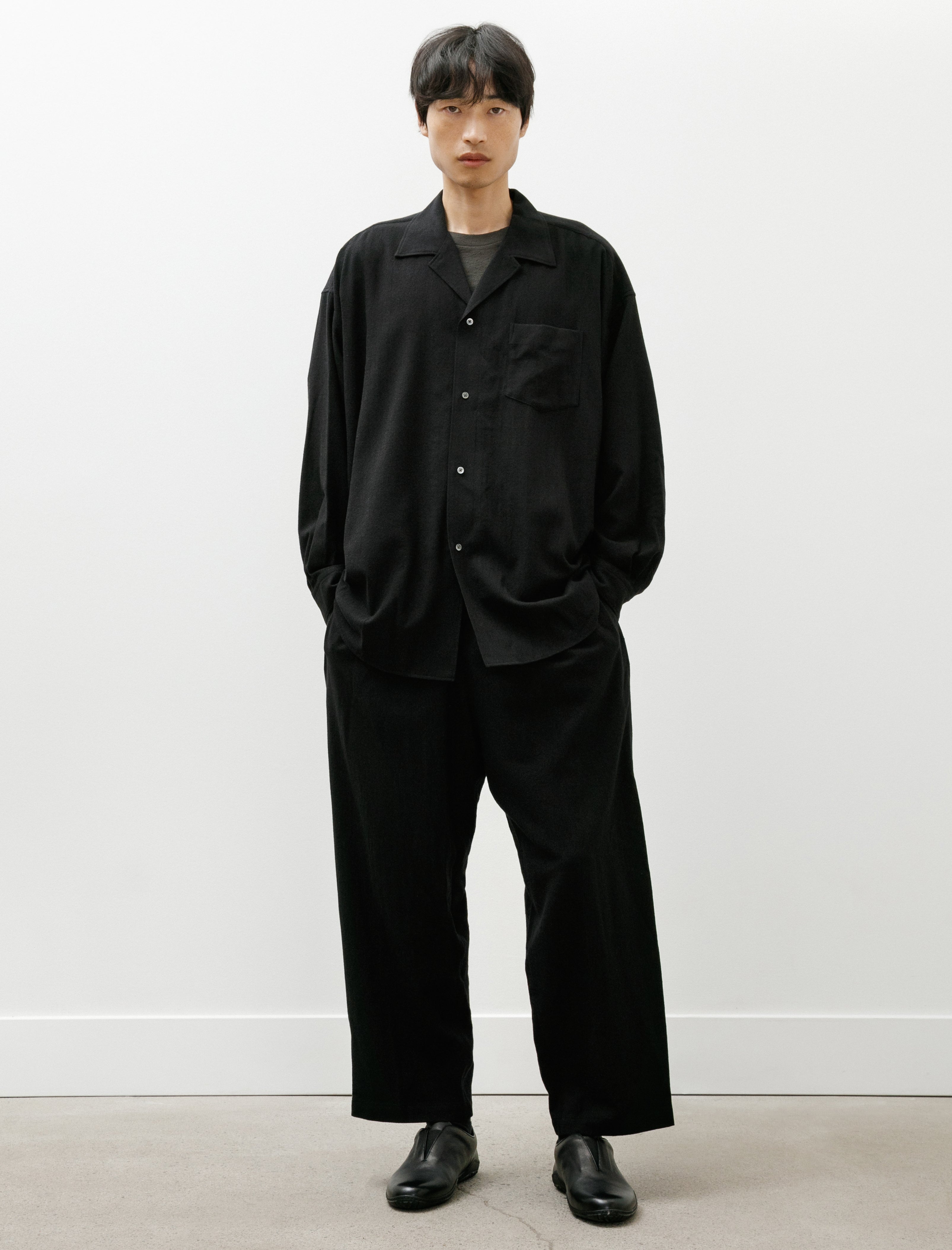 Graphpaper Extra Fine Wool Lawn Sleeping Easy Pants Black
