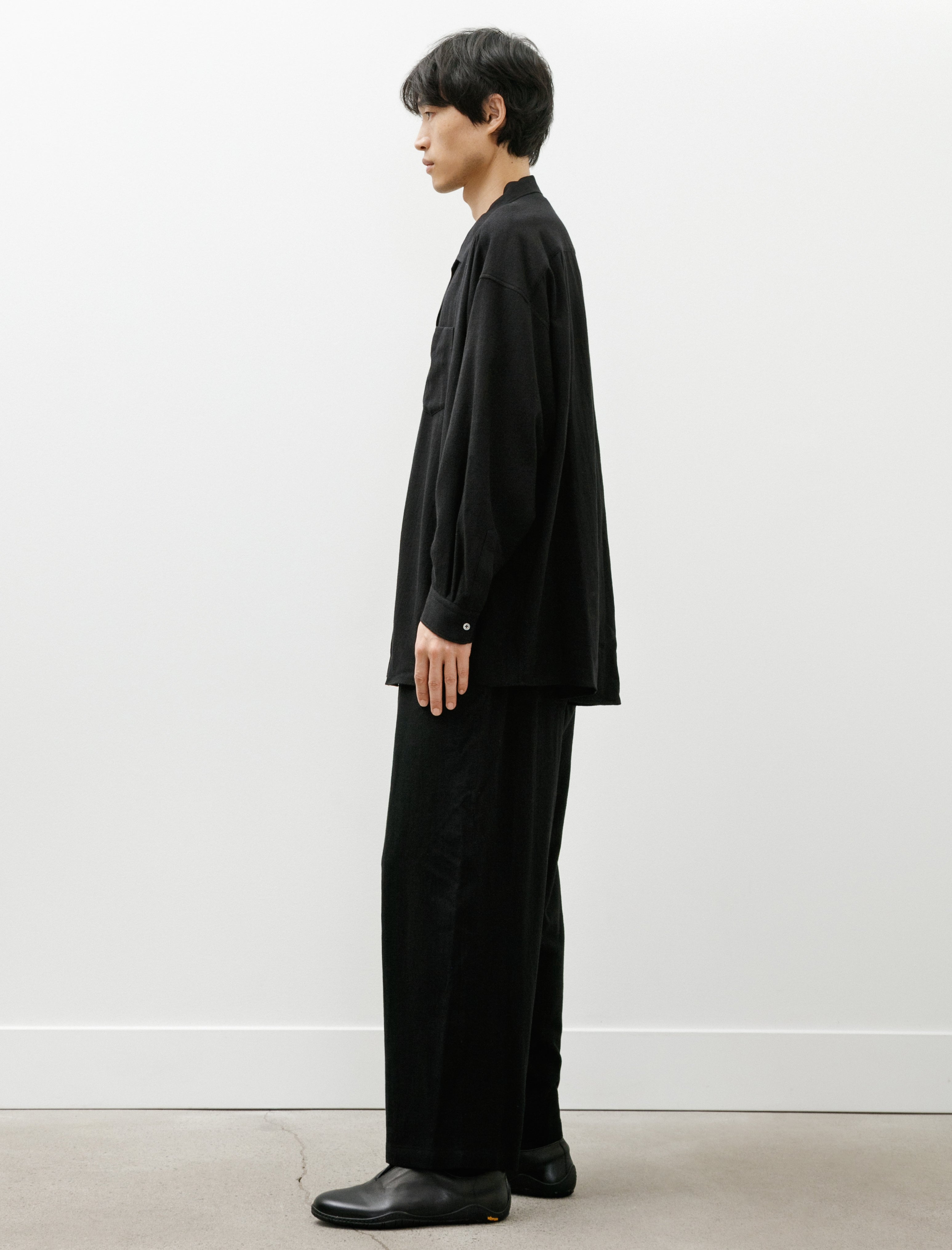 Graphpaper Extra Fine Wool Lawn Sleeping Shirt Black