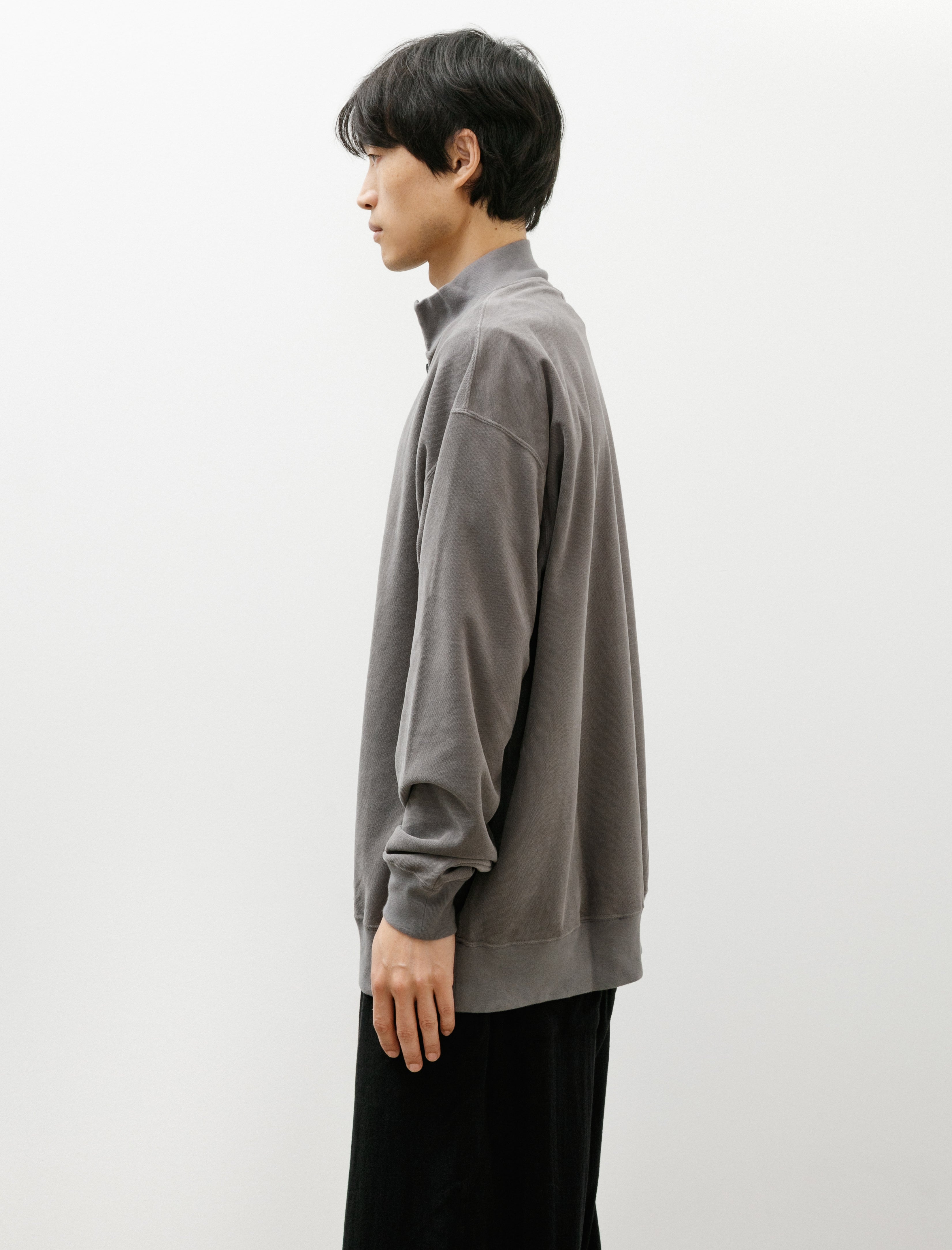 Graphpaper Pique Velour Jersey Half Zip Stone Grey