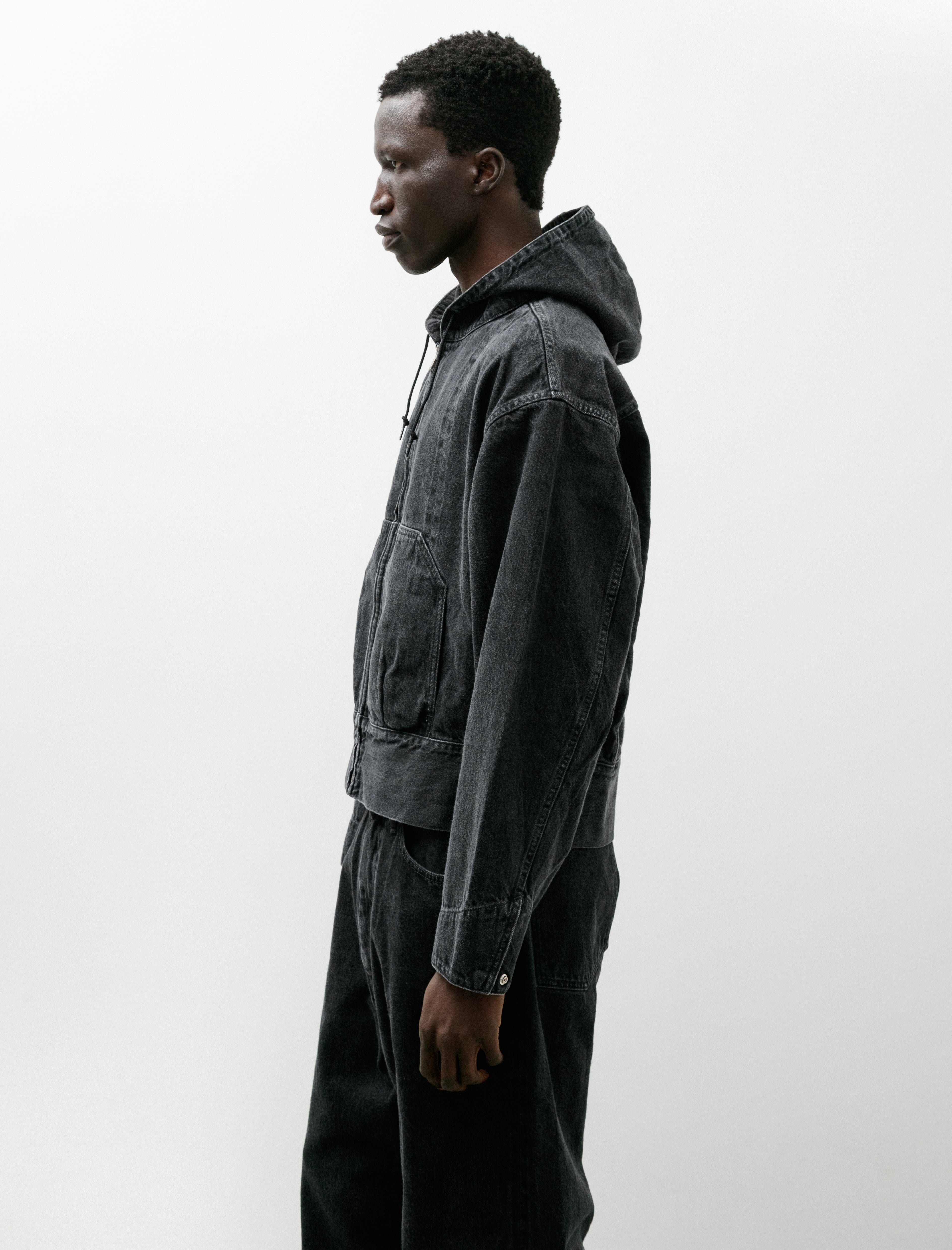 Lady White Co. x Phigvel Hooded Denim Blouson Hand Faded Black