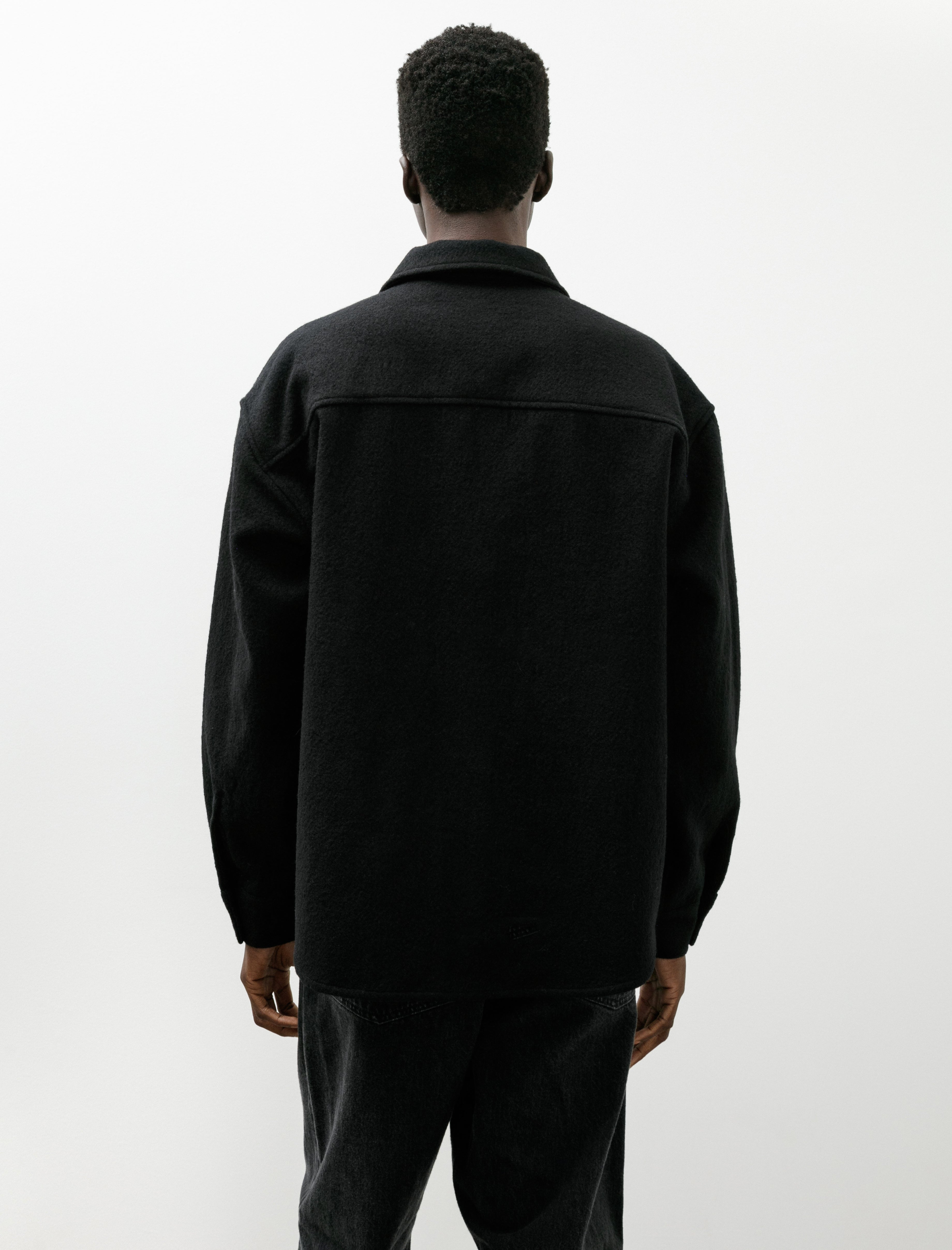 James Coward Double Pocket Overshirt Piece Dyed Wool Twill Black