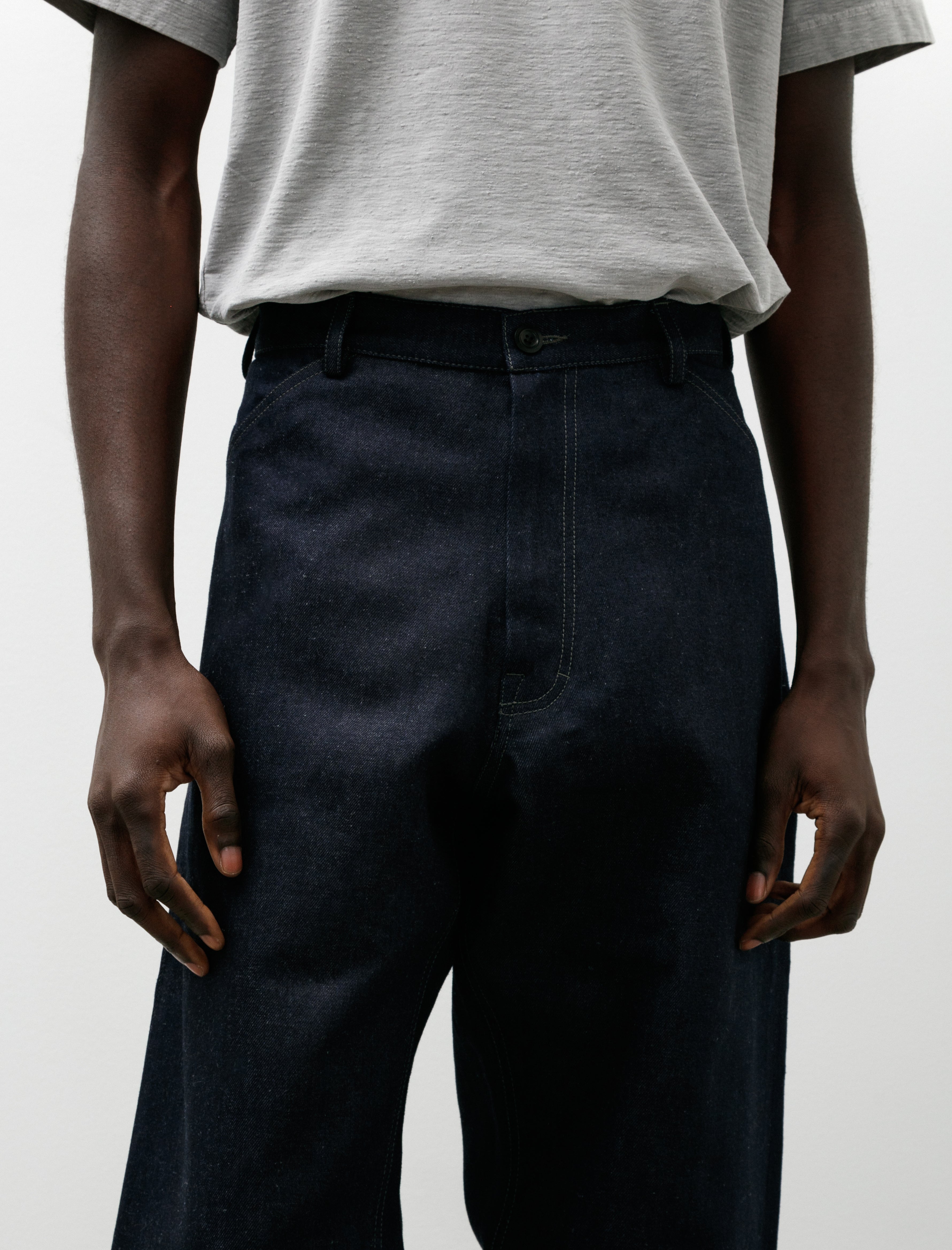 Conkers Potter Pants Linen Cotton Denim Indigo