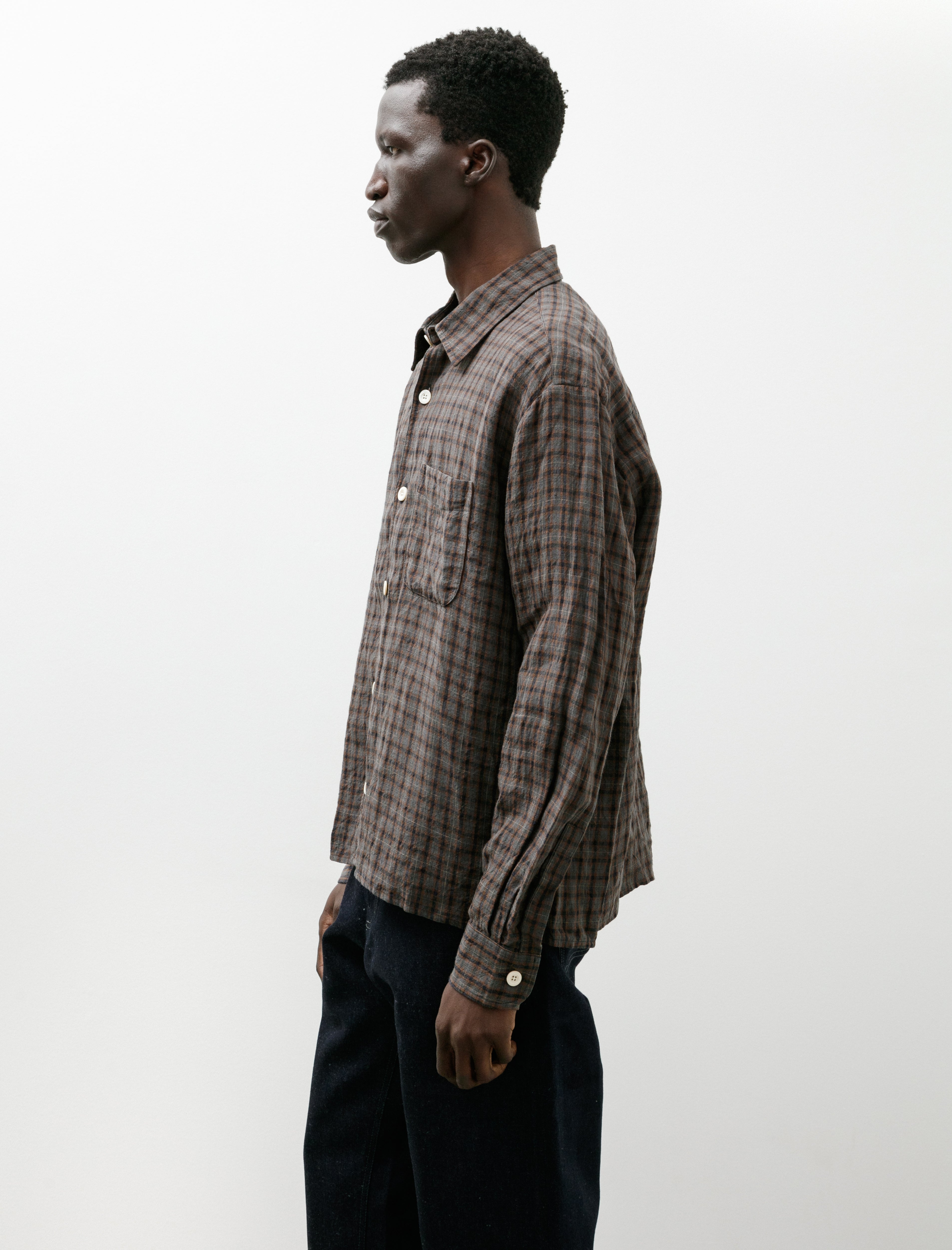 Conkers Farmer Shirt Dishcloth Linen Dusk
