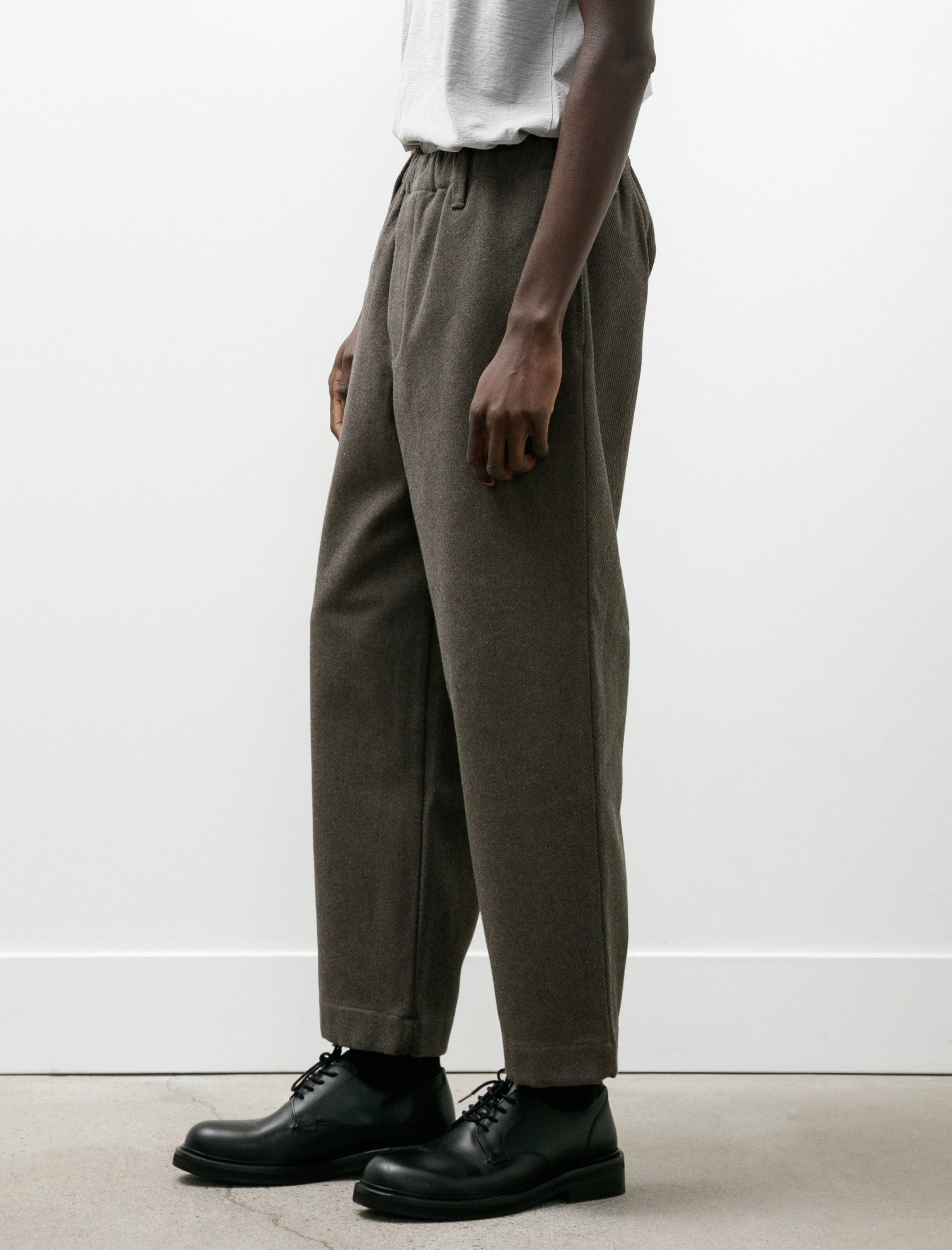 Evan Kinori Elastic Pant Top Dyed Cotton Kersey Olive Heather