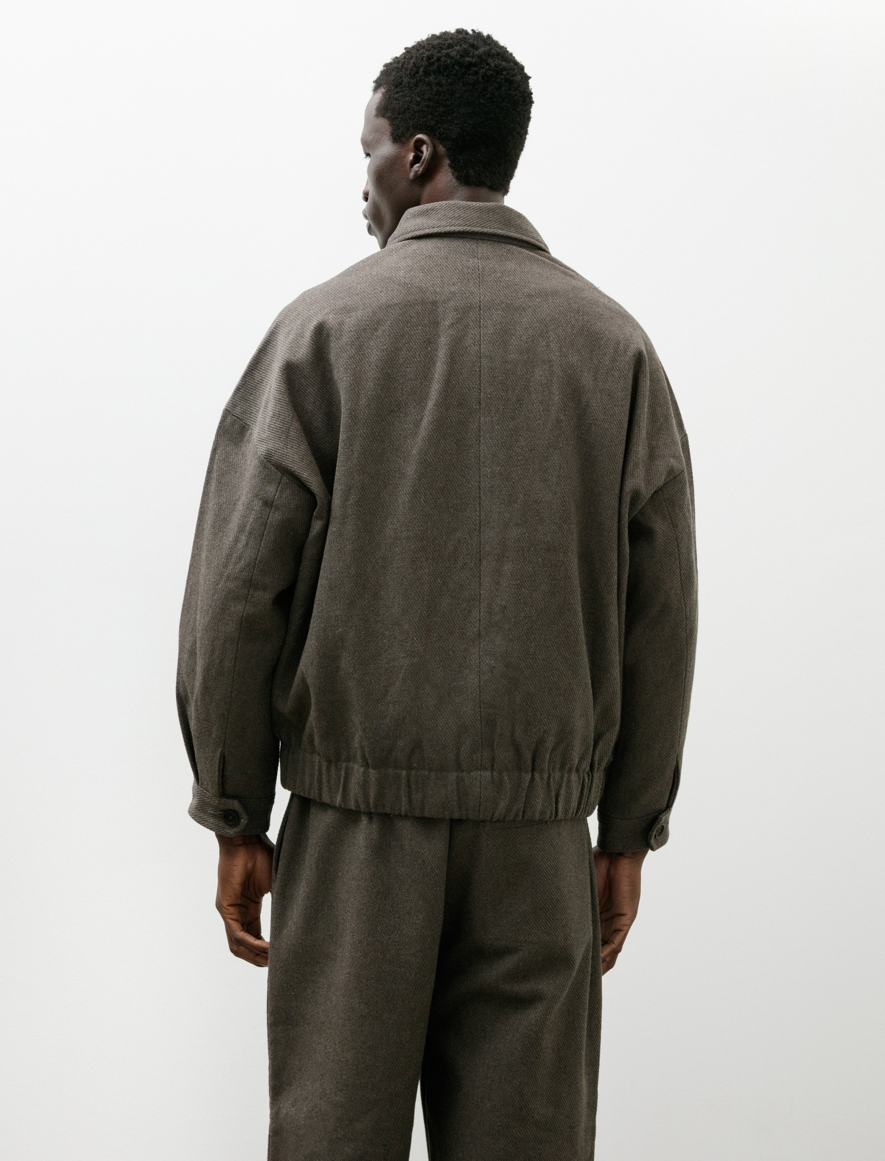 Evan Kinori Zip Jacket Two Top Dyed Cotton Kersey Olive Heather