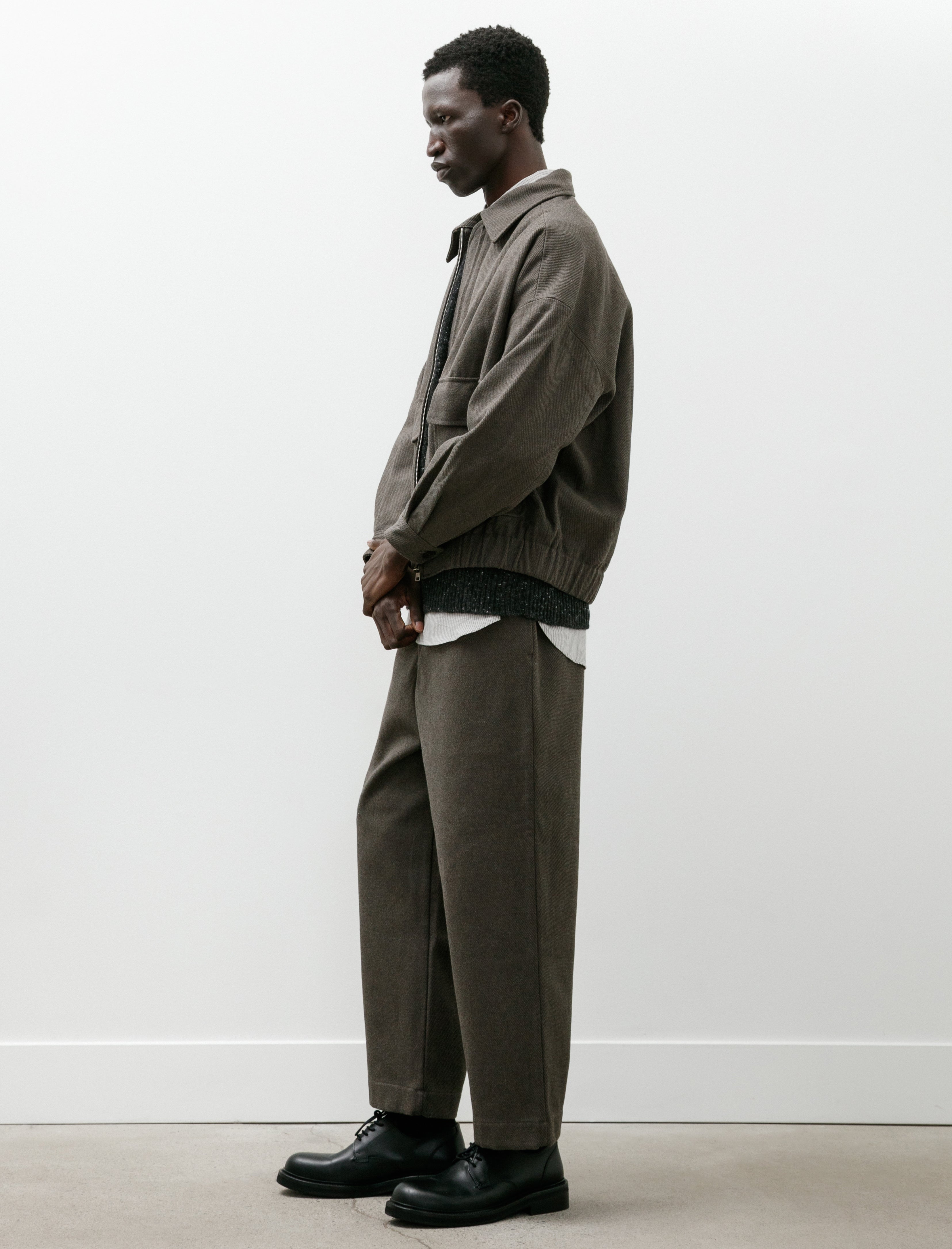 Evan Kinori Elastic Pant Top Dyed Cotton Kersey Olive Heather