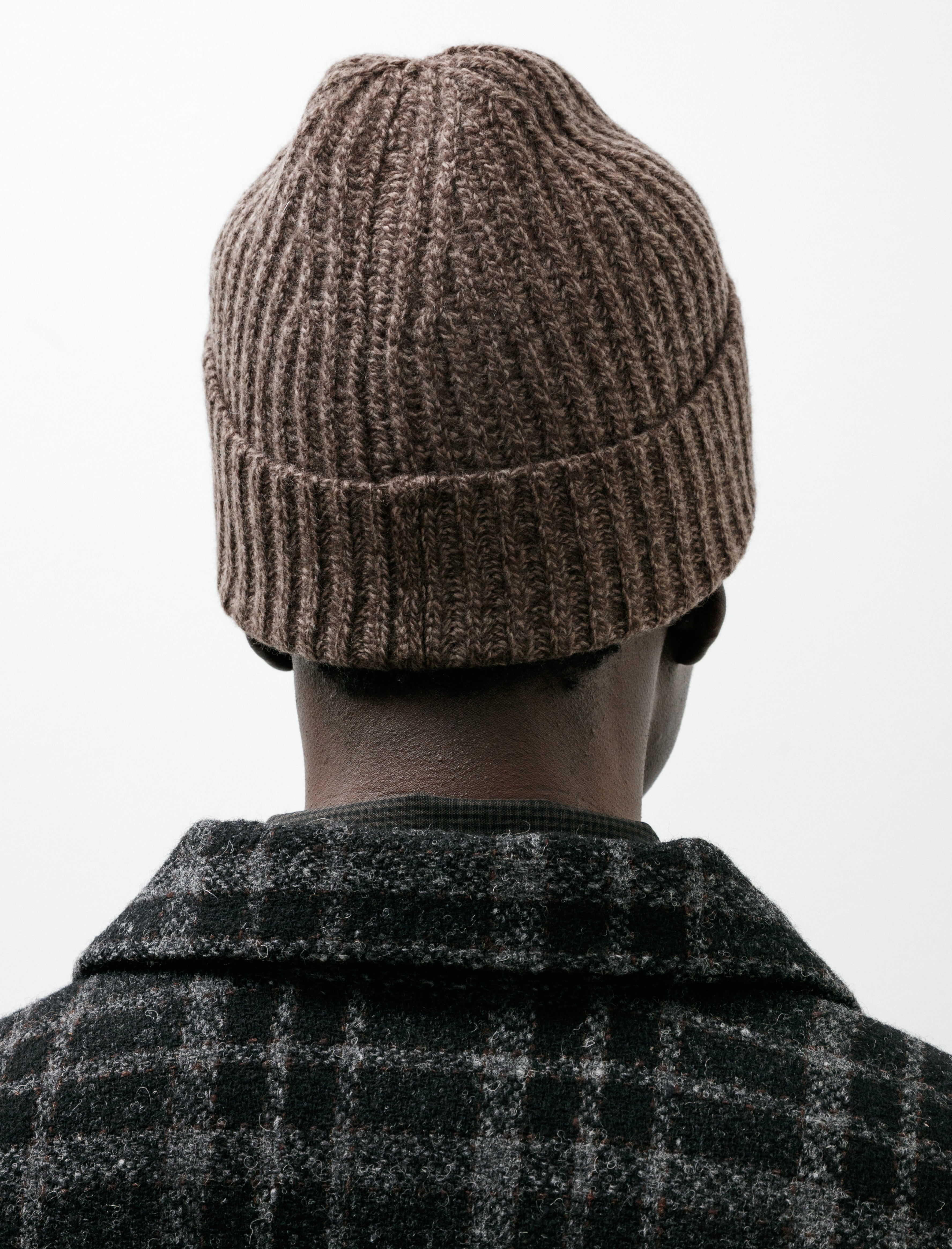 Evan Kinori Knit Hat Wool Melange Brown Beige