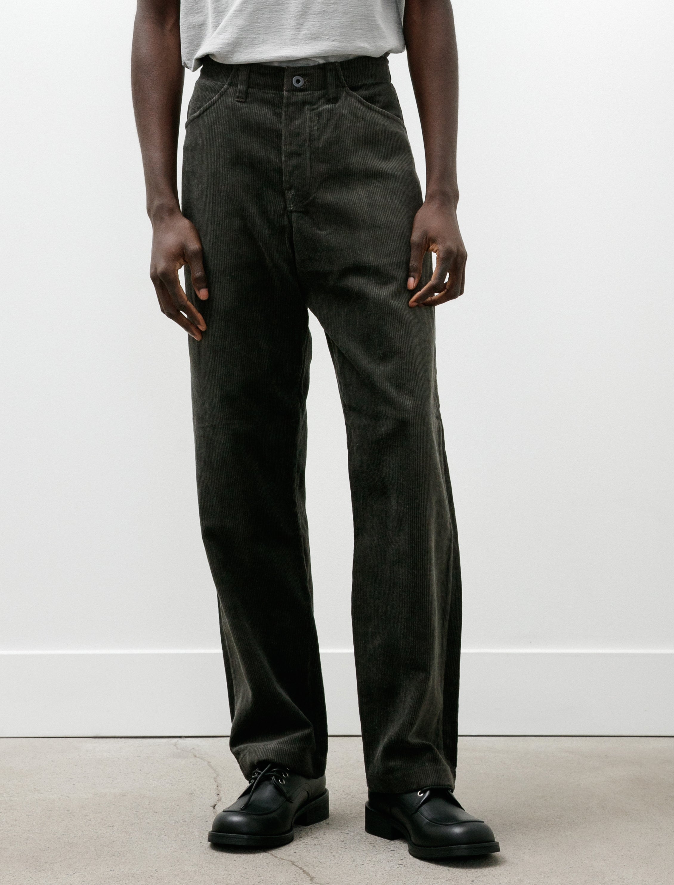 Evan Kinori Four Pocket Pant Carbon Dyed Corduroy Charcoal