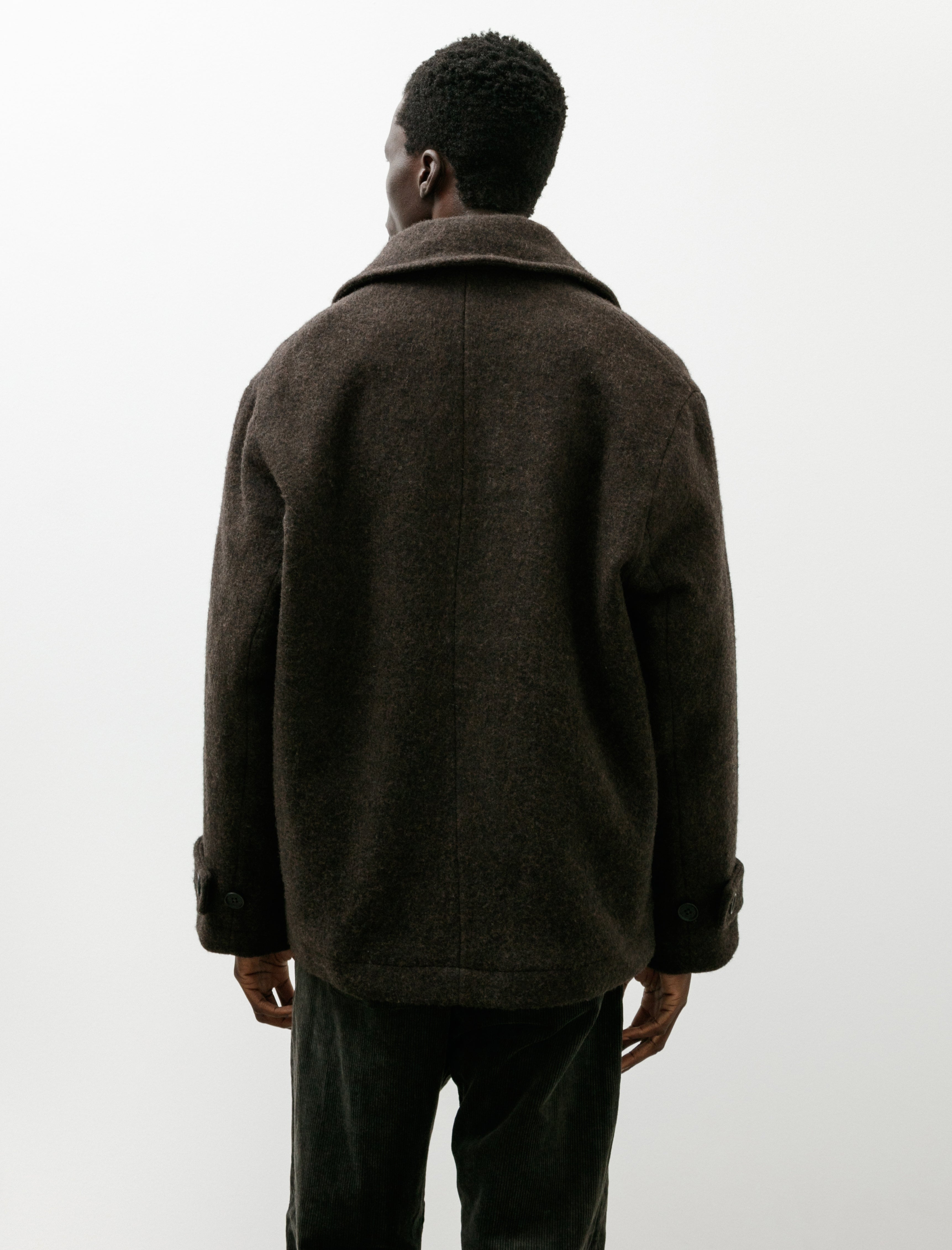 Evan Kinori Peacoat Brushed Wool Coating Dark Brown