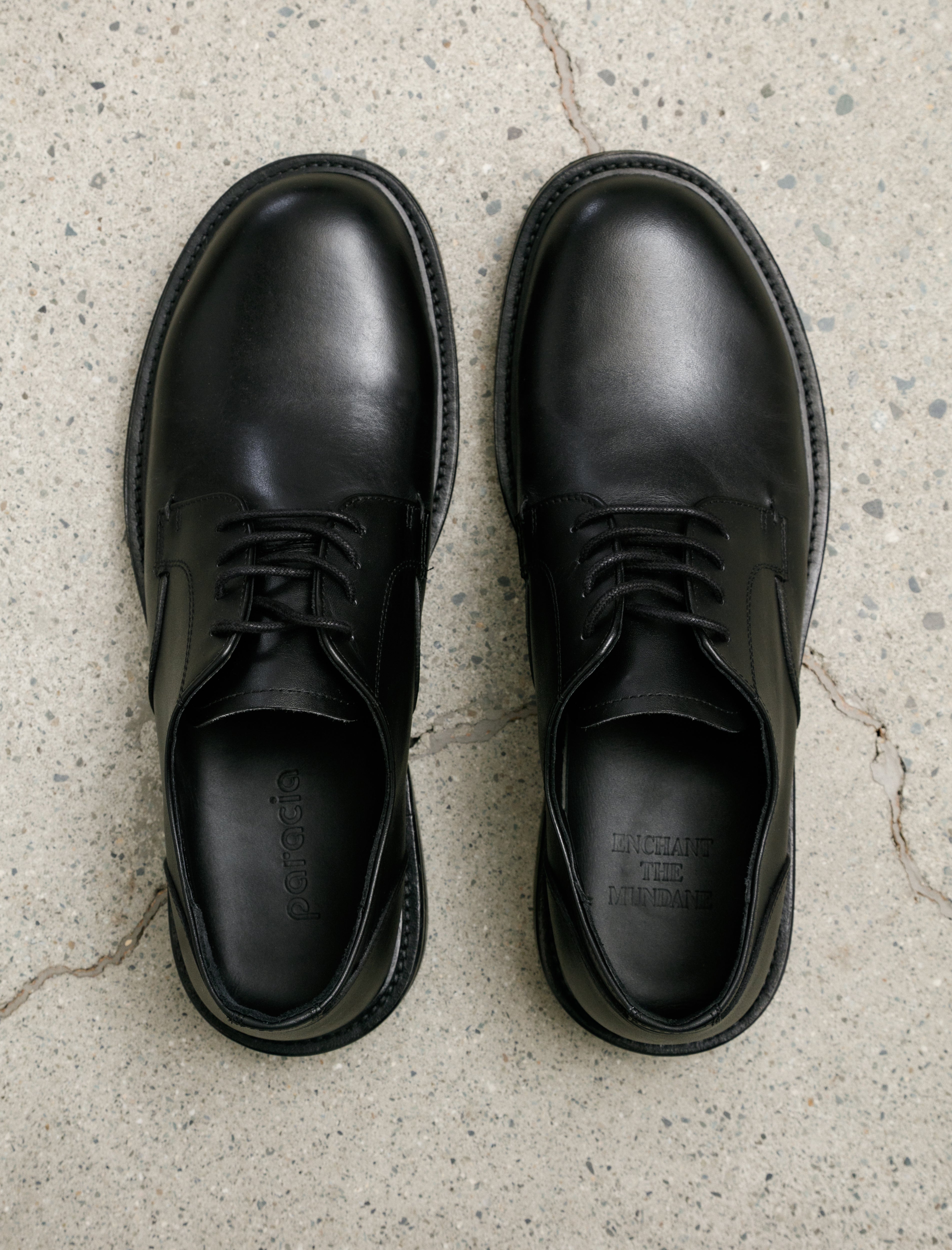 Paracia Mid-Heel Derby Calfskin Black